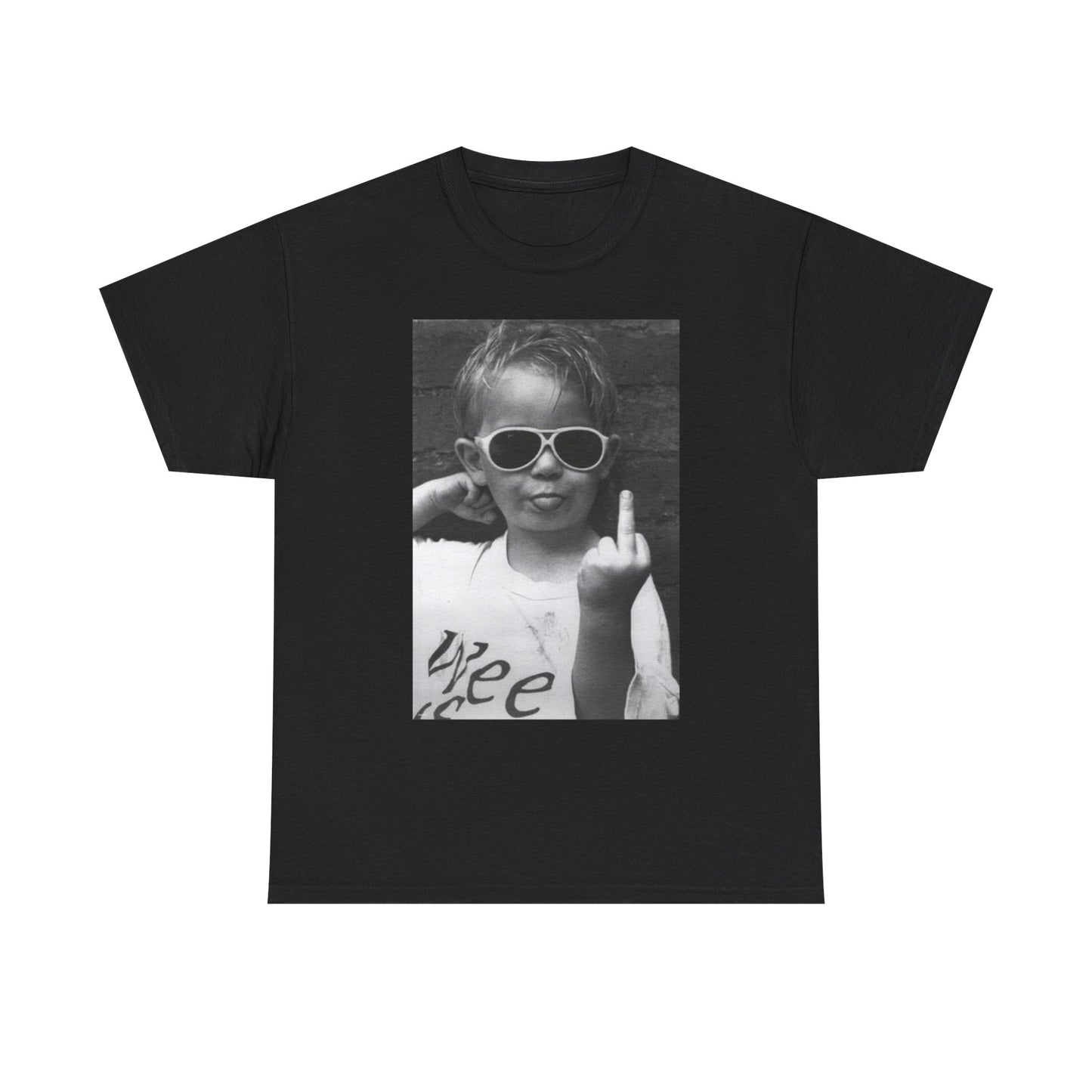 Middle Finger Funny Kid Graphic T Shirt Jokes Unisex Heavy Cotton Tee