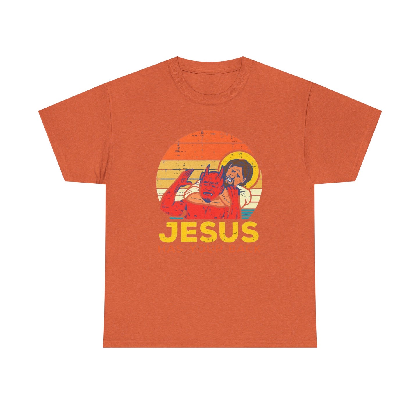 Jesus Has Your Back Graphic T Shirt Funny Humor Unisex Heavy Cotton Tee