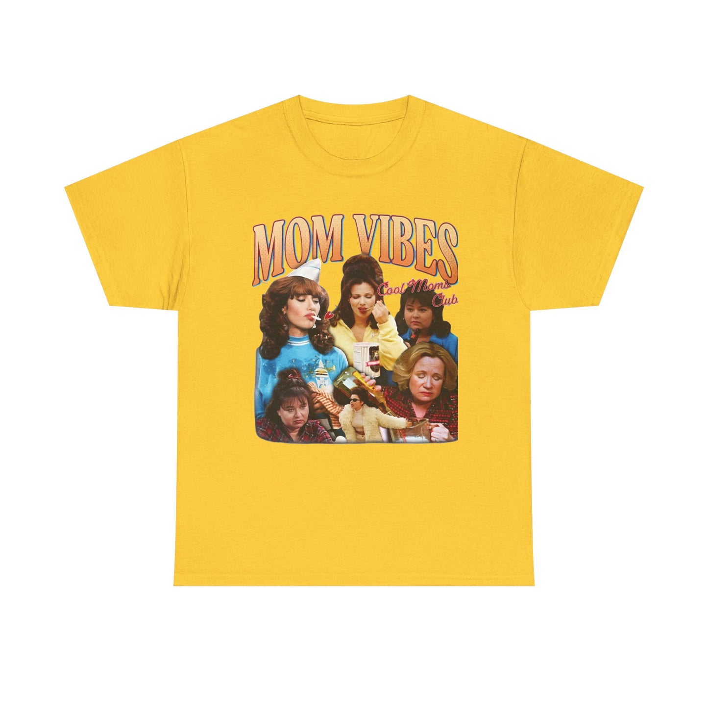 Mom Vibes Retro Graphic T Shirt Vintage Womens Funny 90s Cotton Tee