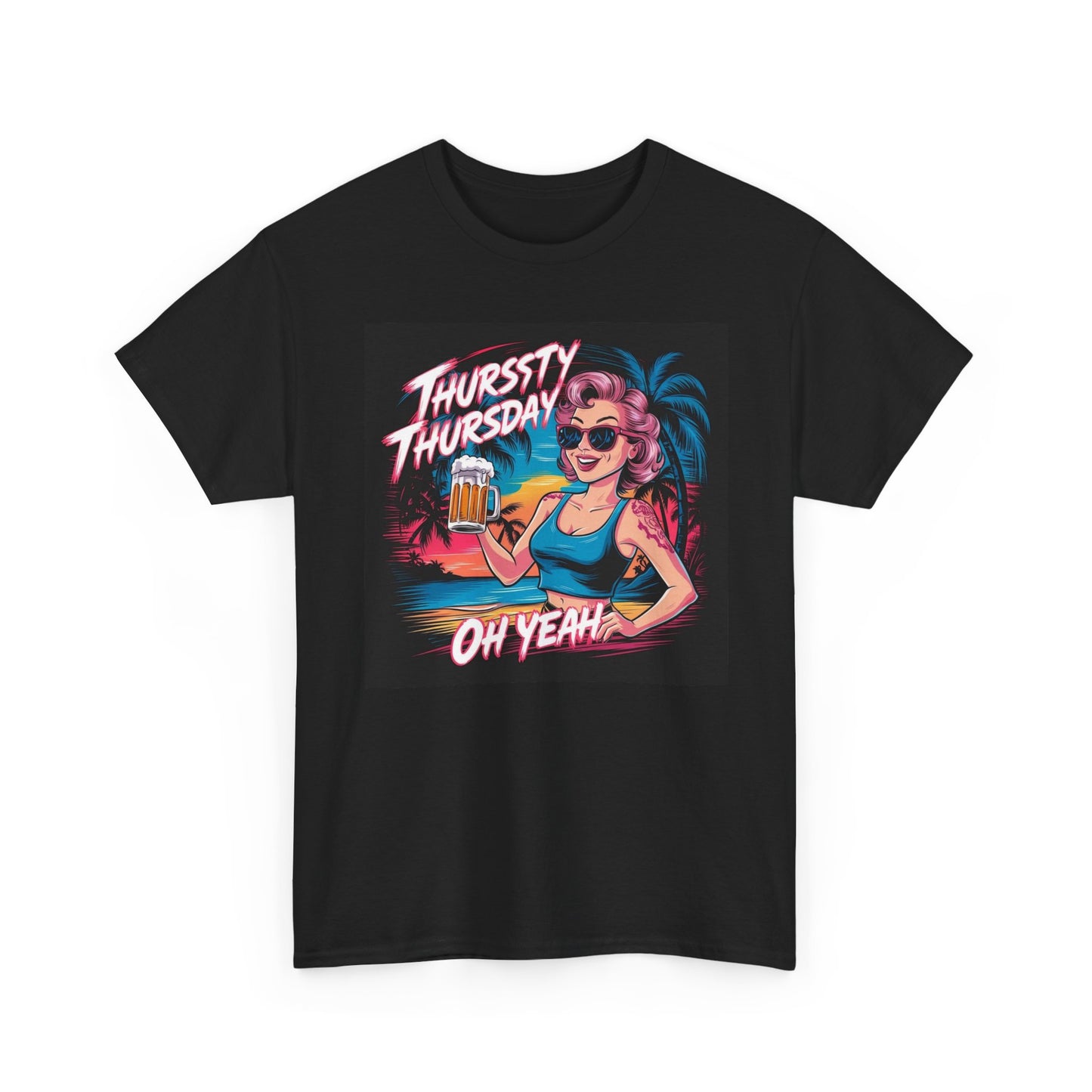 Thirsty Thursday Graphic T Shirt Funny Beers Bar Unisex Heavy Cotton Tee