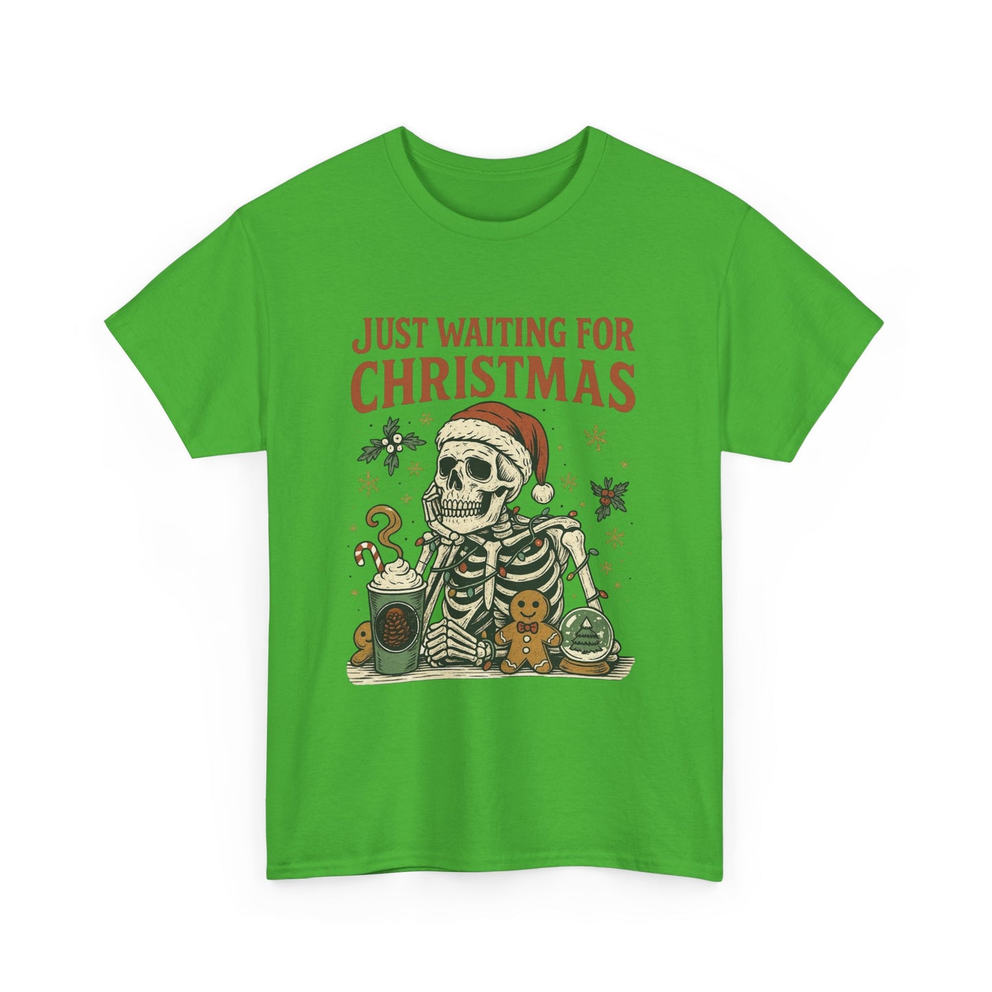 Just Waiting For Christmas Graphic T Shirt NEW Unisex Heavy Cotton Tee