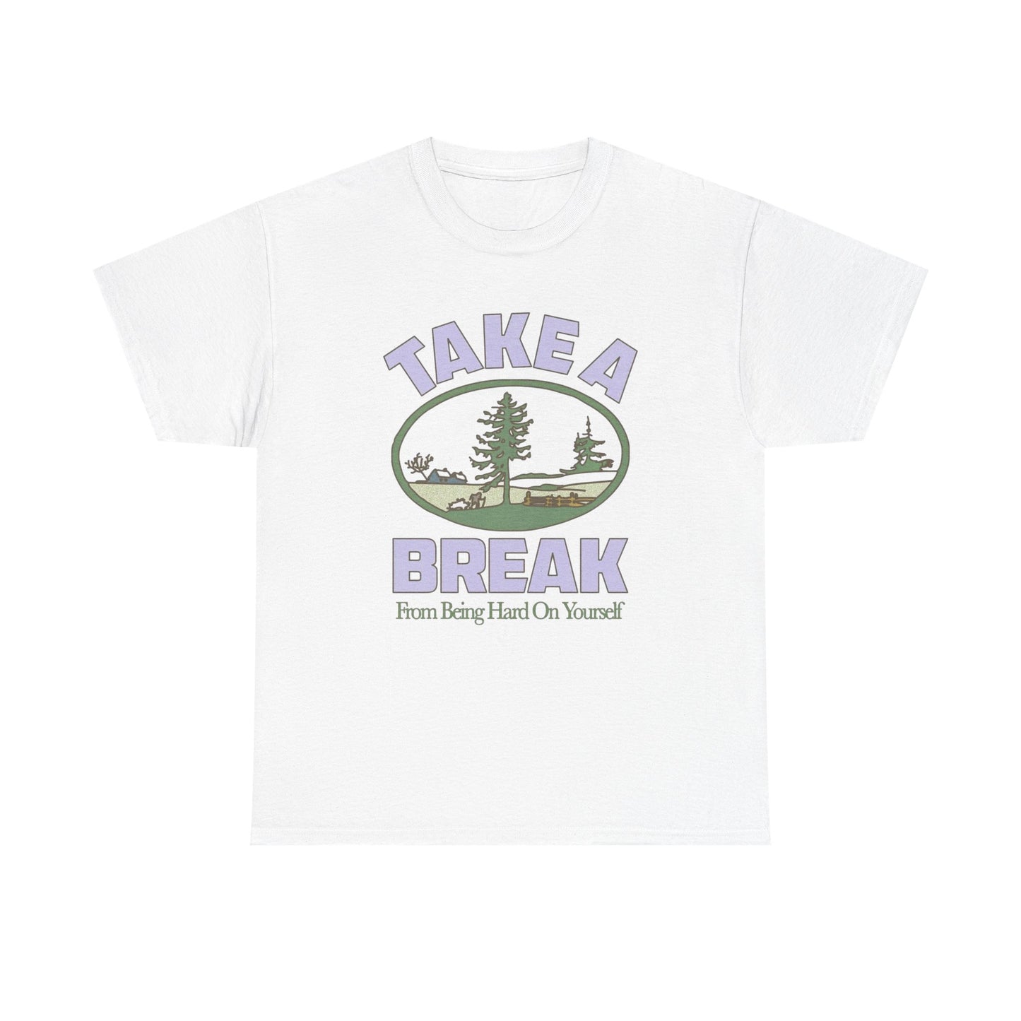 Take A Break Mental Health Retro Graphic T Shirt NEW Adult Unisex Heavy Cotton