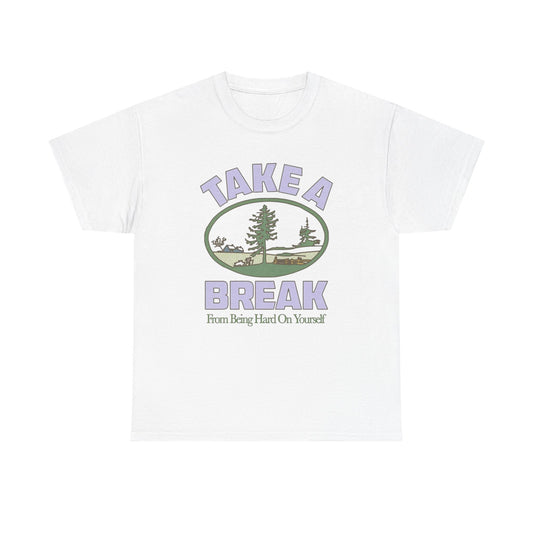 Take A Break Mental Health Retro Graphic T Shirt NEW Adult Unisex Heavy Cotton