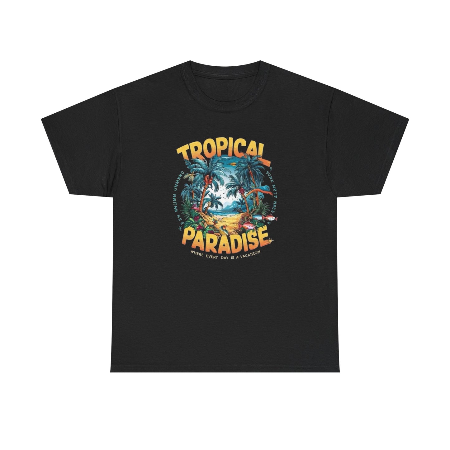 Tropical Paradise Graphic T-Shirt Unisex Heavy Cotton Tee NEW