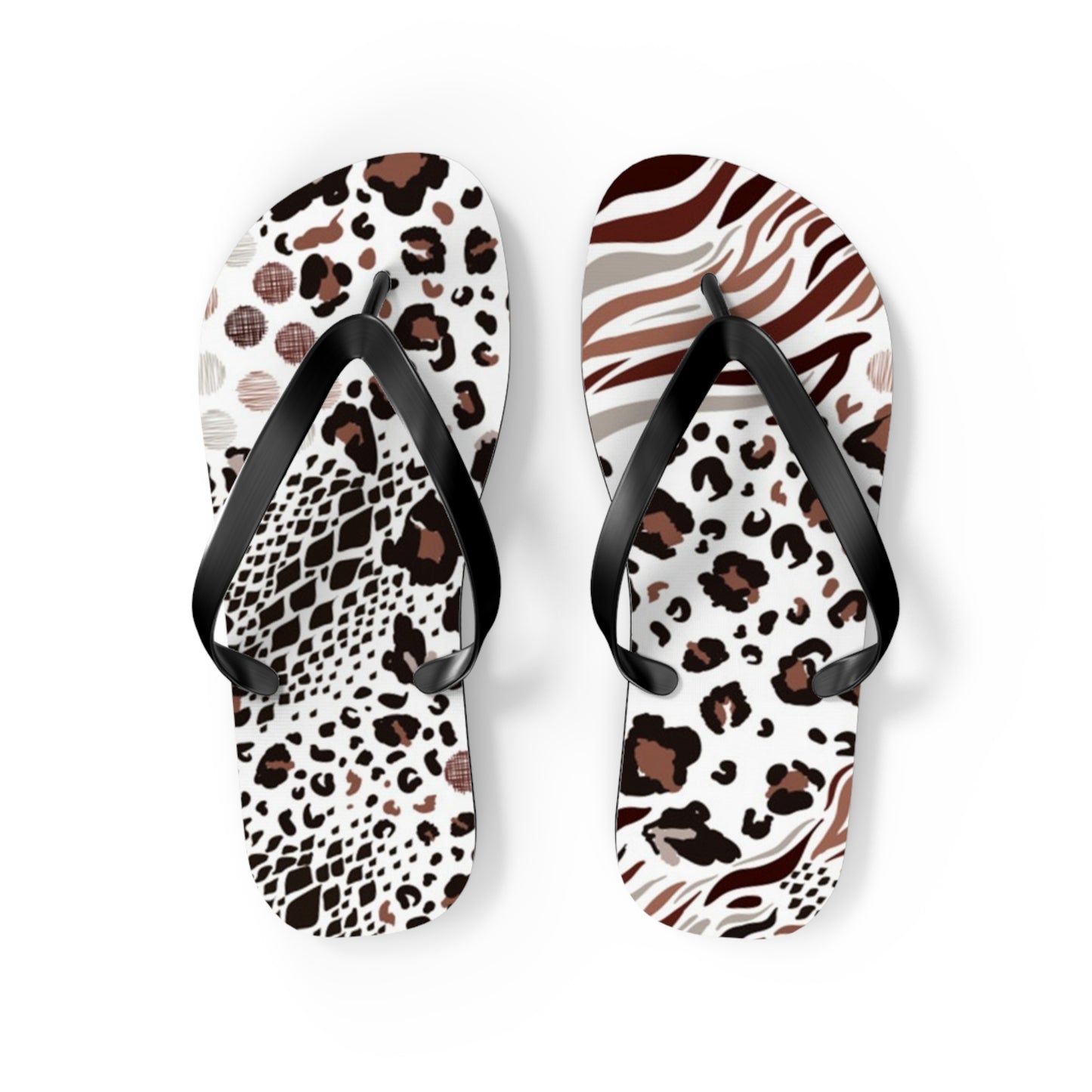 Mixed Animal Print Beach Sandals, Slides for Summer, Flip Flops, Water Resistant