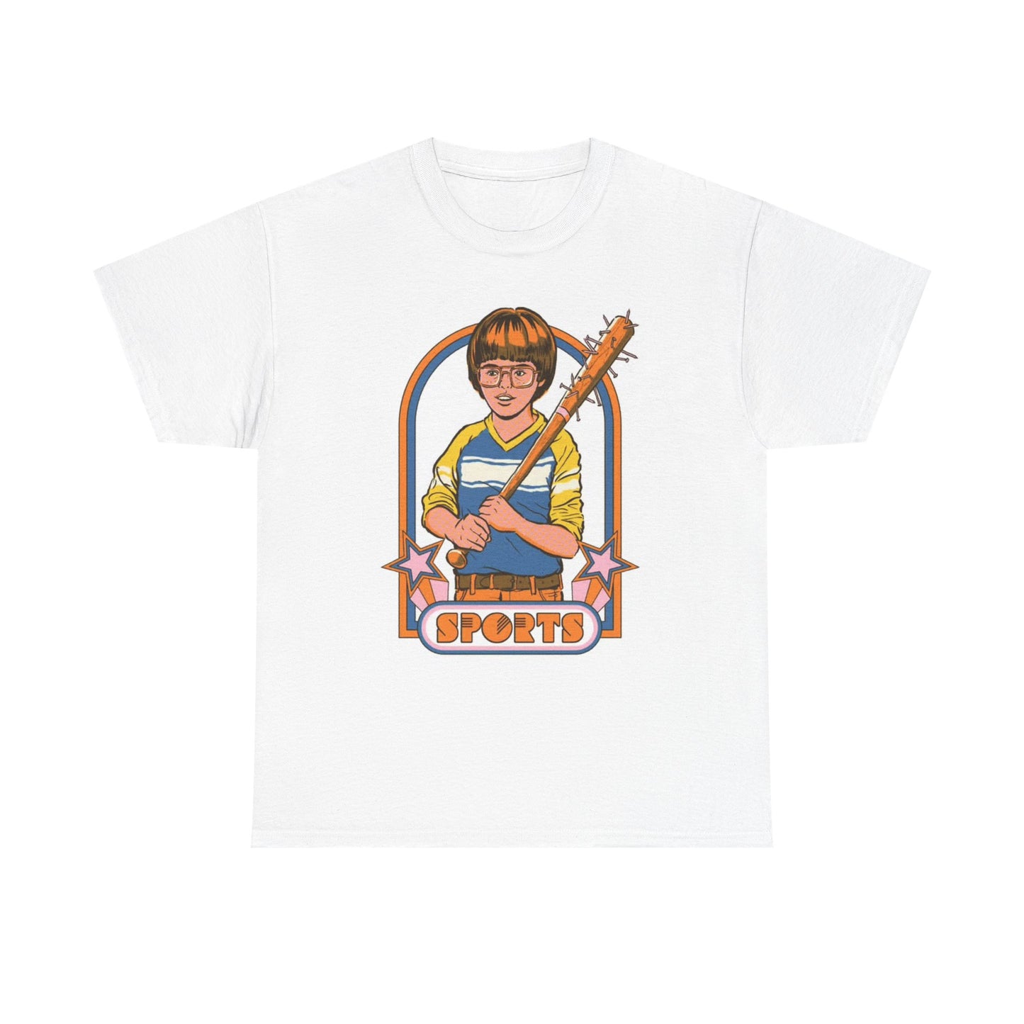 Sports Tshirt Funny 80s Retro Art Kids Graphic Unisex Heavy Cotton Tee