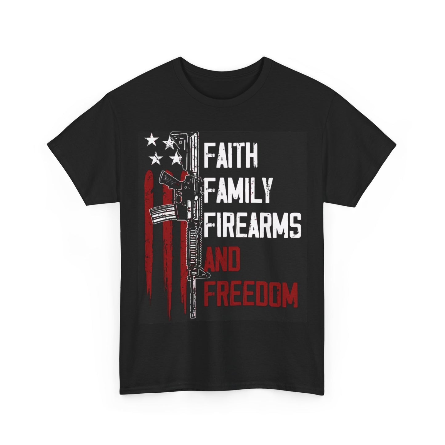 Family Faith Freedom Tshirt Distressed Flag Graphic Military Heavy Cotton Tee