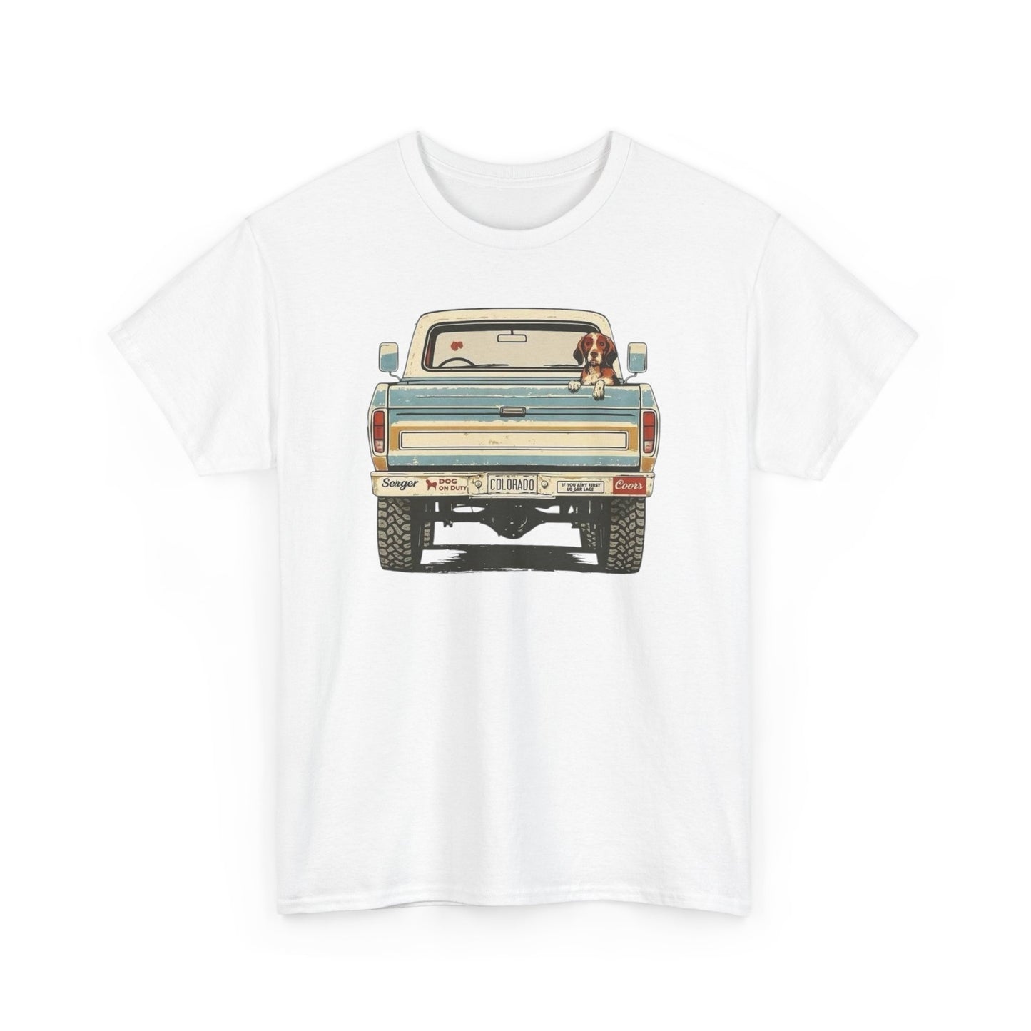 Mans Best Friend In Pickup Truck USA Graphic T Shirt NEW Unisex Heavy Cotton Tee