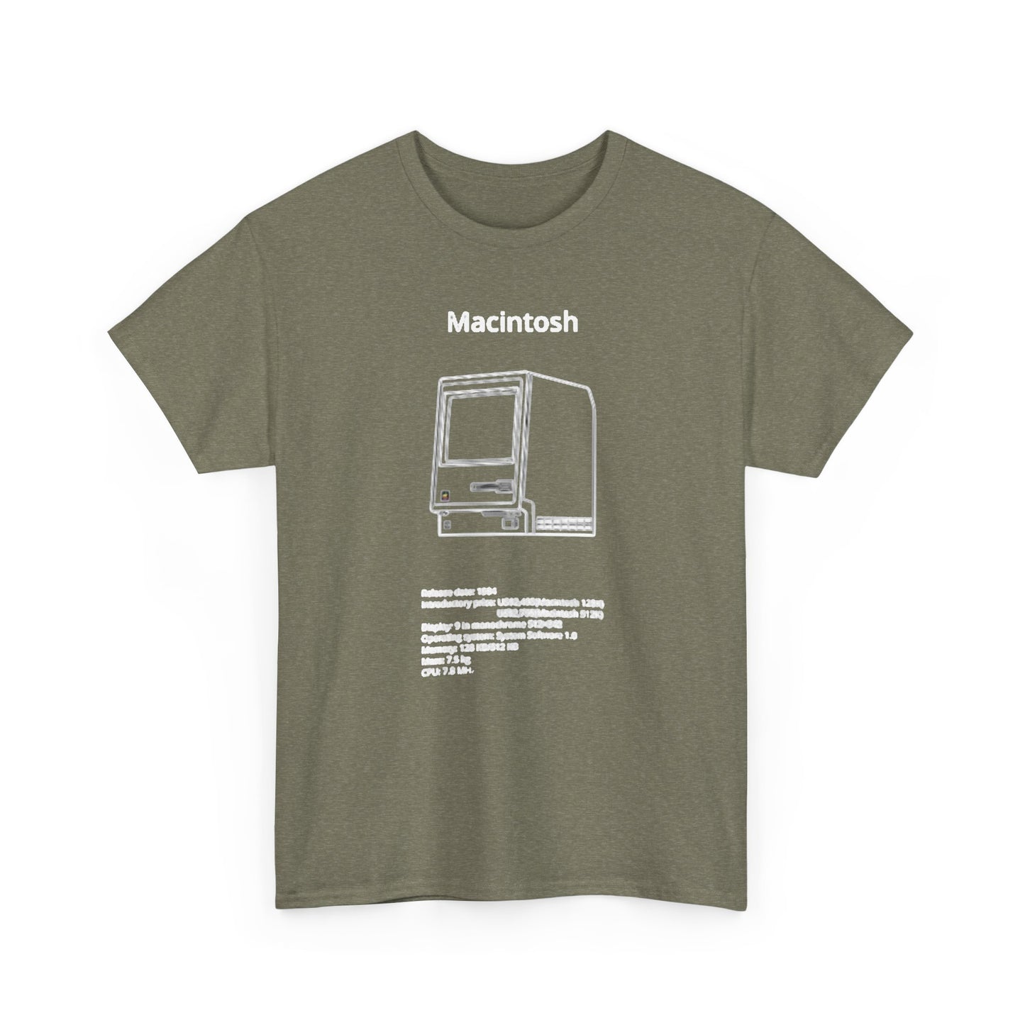 Macintosh Computer Graphic T Shirt Retro Tech Unisex Heavy Cotton Tee