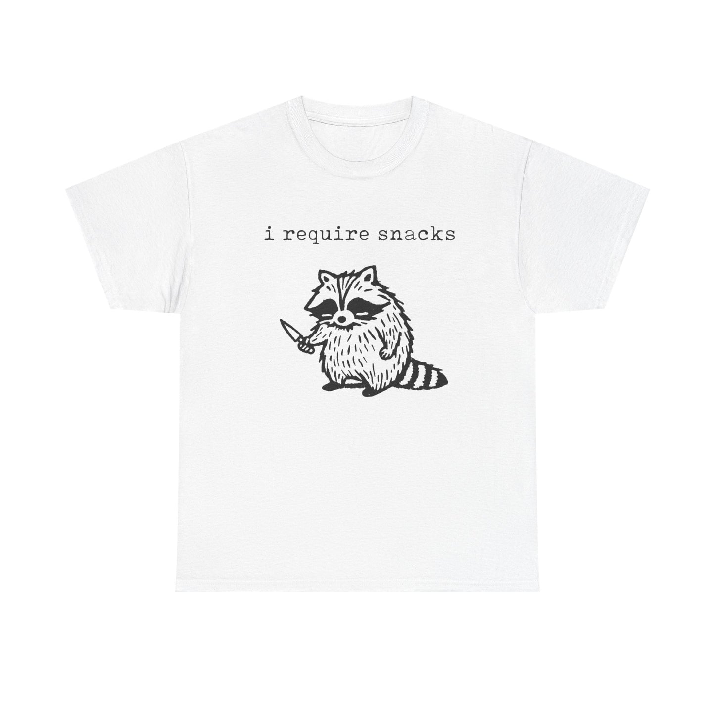 I require Snacks Funny Graphic T-Shirt Men's Women's Heavy Cotton Tee NEW GIFT