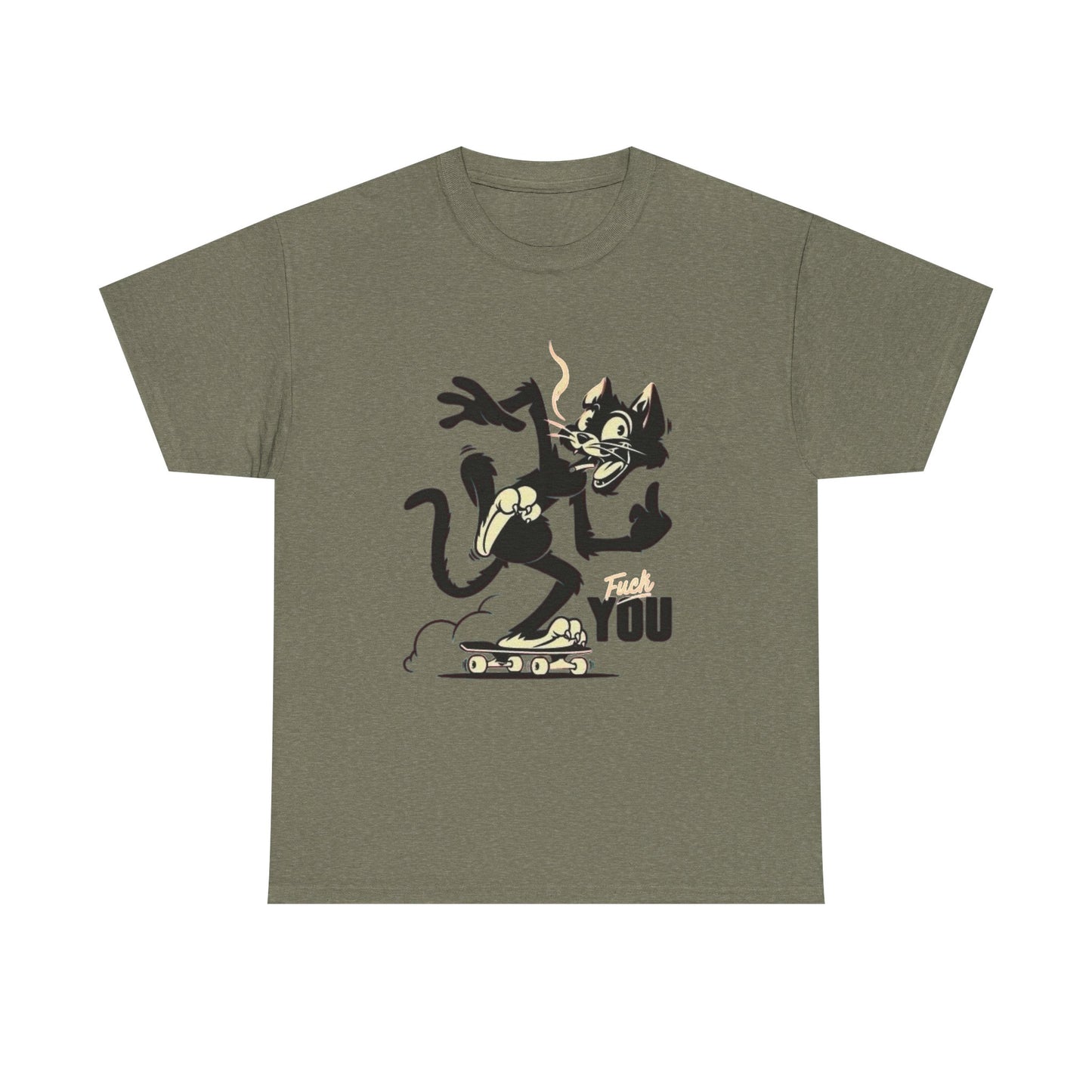 Funny Cat Middle Finger Graphic T Shirt NEW Vintage Unisex Heavy Cotton Tee