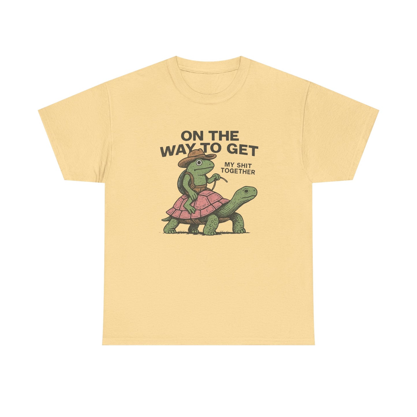 On My Way To Get It Together Funny Frog Cowboy Graphic T Shirt Tee Retro Gift