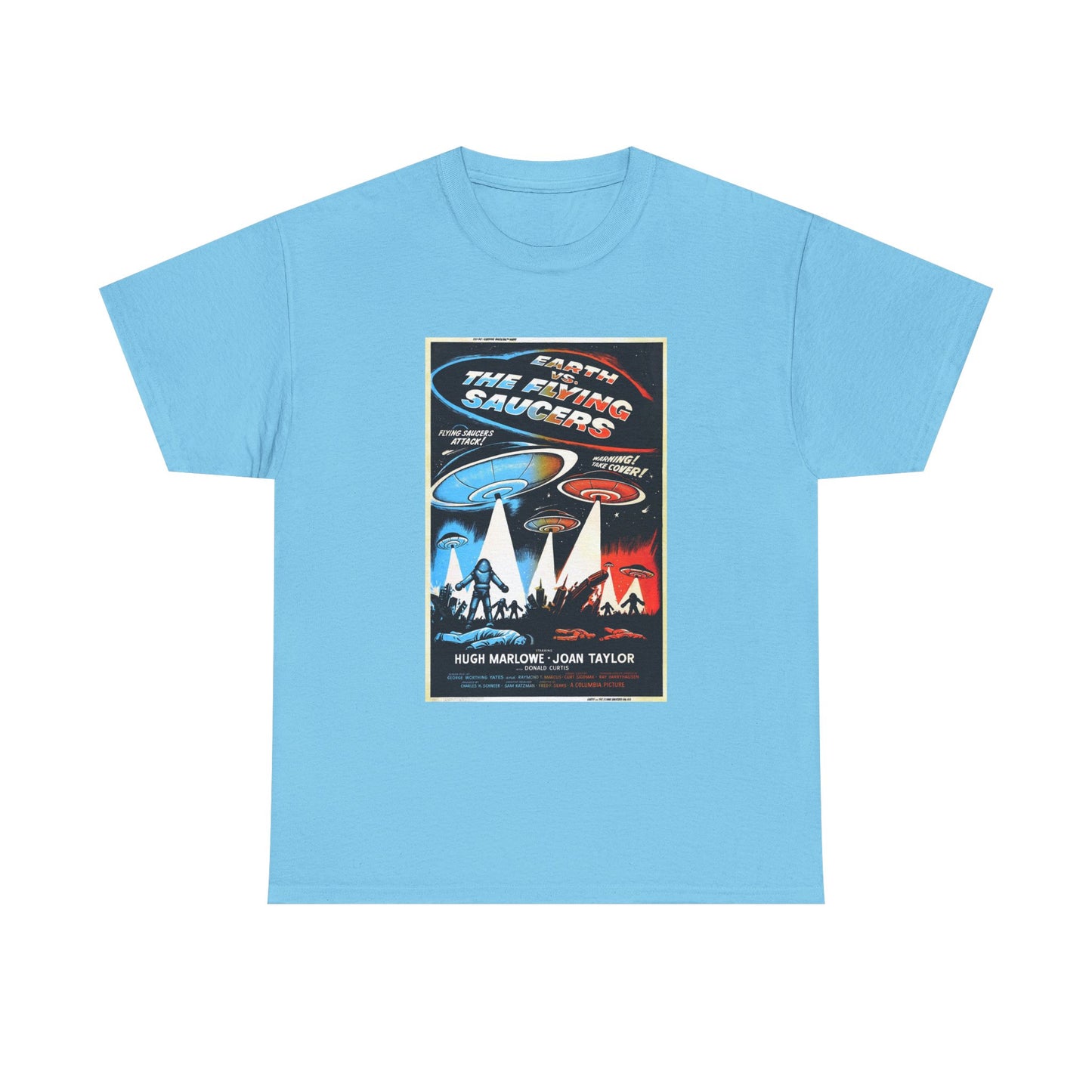 Earth vs Flying Saucers Tshirt Vintage Movie Poster Unisex Heavy Cotton Tee