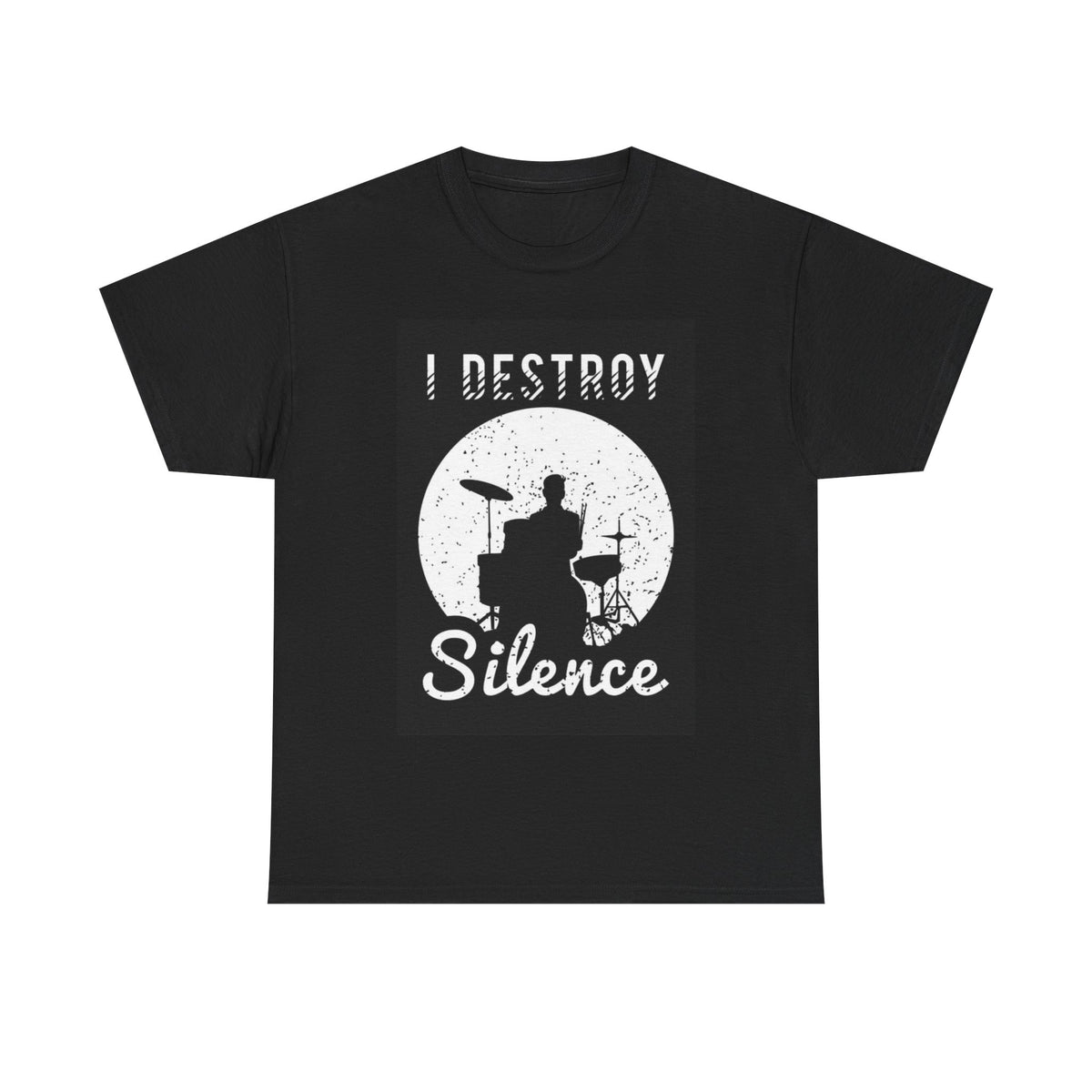Drums Rock and Roll T shirt Guitarist Musician Retro I Destroy Silence Funny
