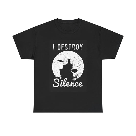 Drums Rock and Roll T shirt Guitarist Musician Retro I Destroy Silence Funny