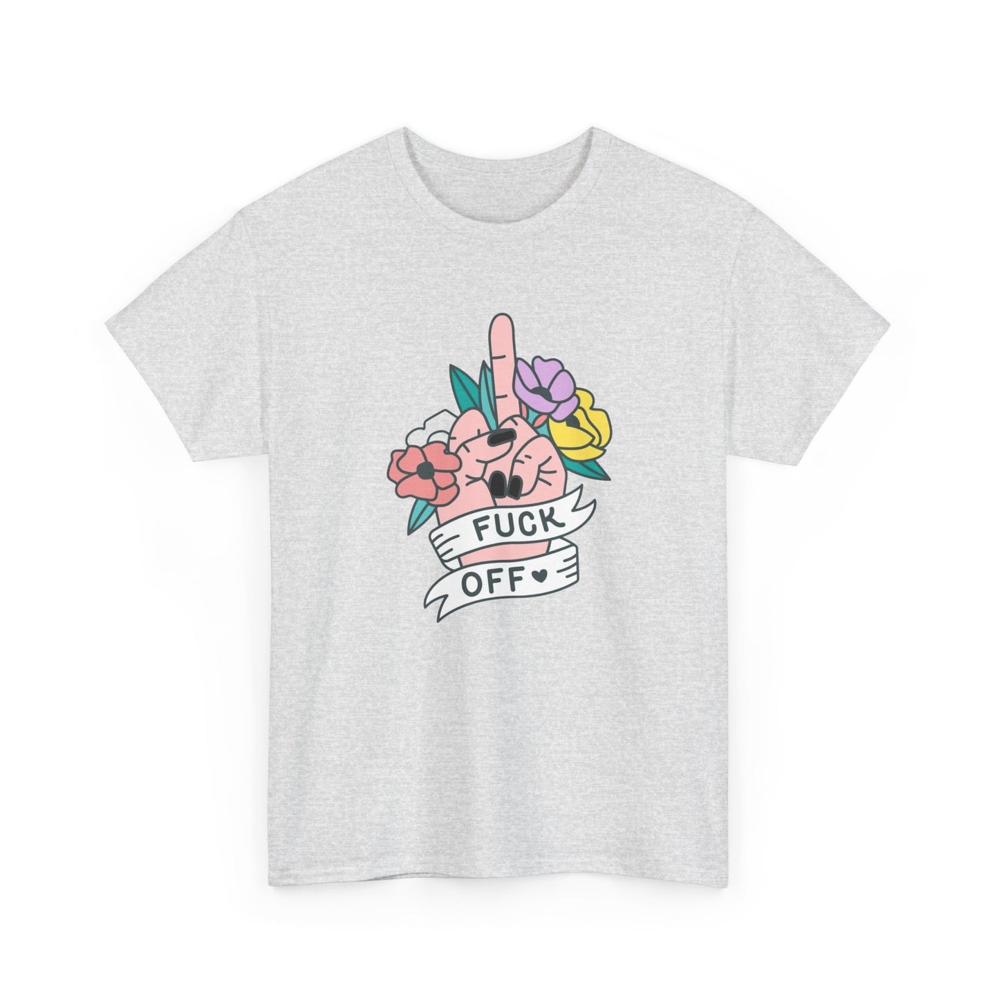 Flowers Middle Finger T Shirt Graphic Unisex Heavy Cotton Tee NEW GIFT
