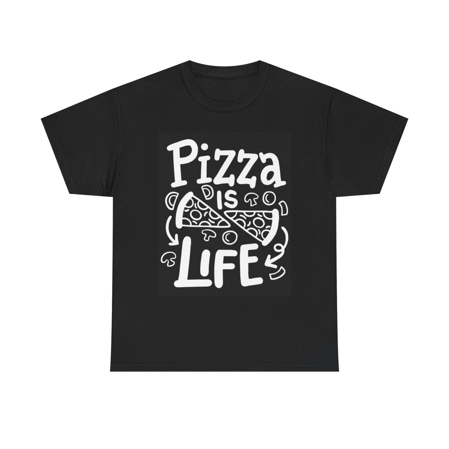 Pizza Is Life Graphic T Shirt Funny Pizza Graphic NY Unisex Heavy Cotton Tee