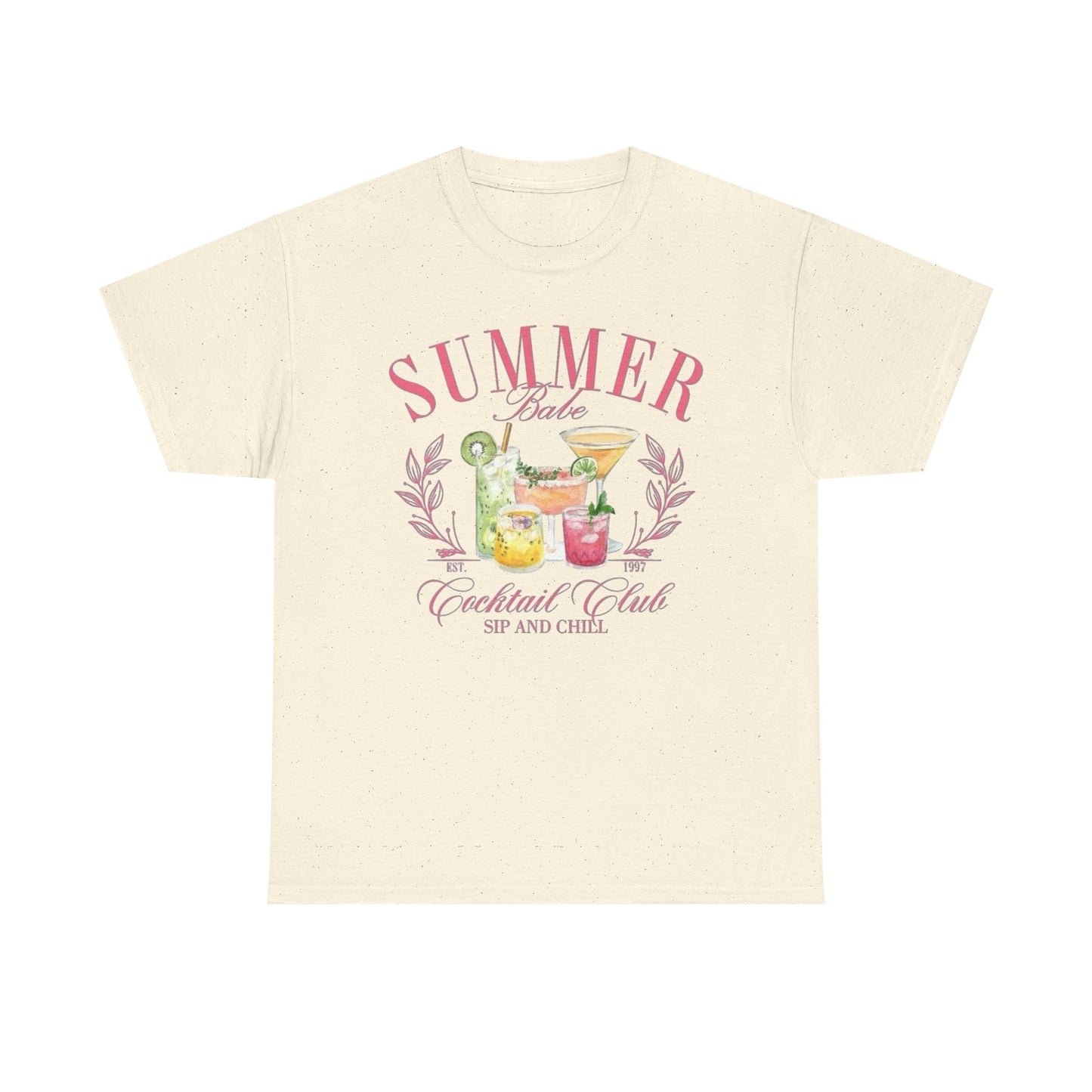 Summer Babe Cocktail Club Graphic T Shirt NEW Unisex Heavy Cotton Tee