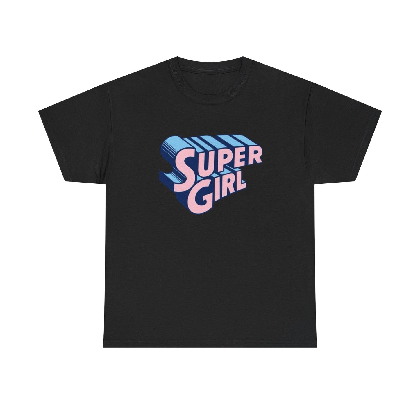 Super Girl Retro Bubble Letters Graphic T-Shirt Unisex Heavy Cotton Tee