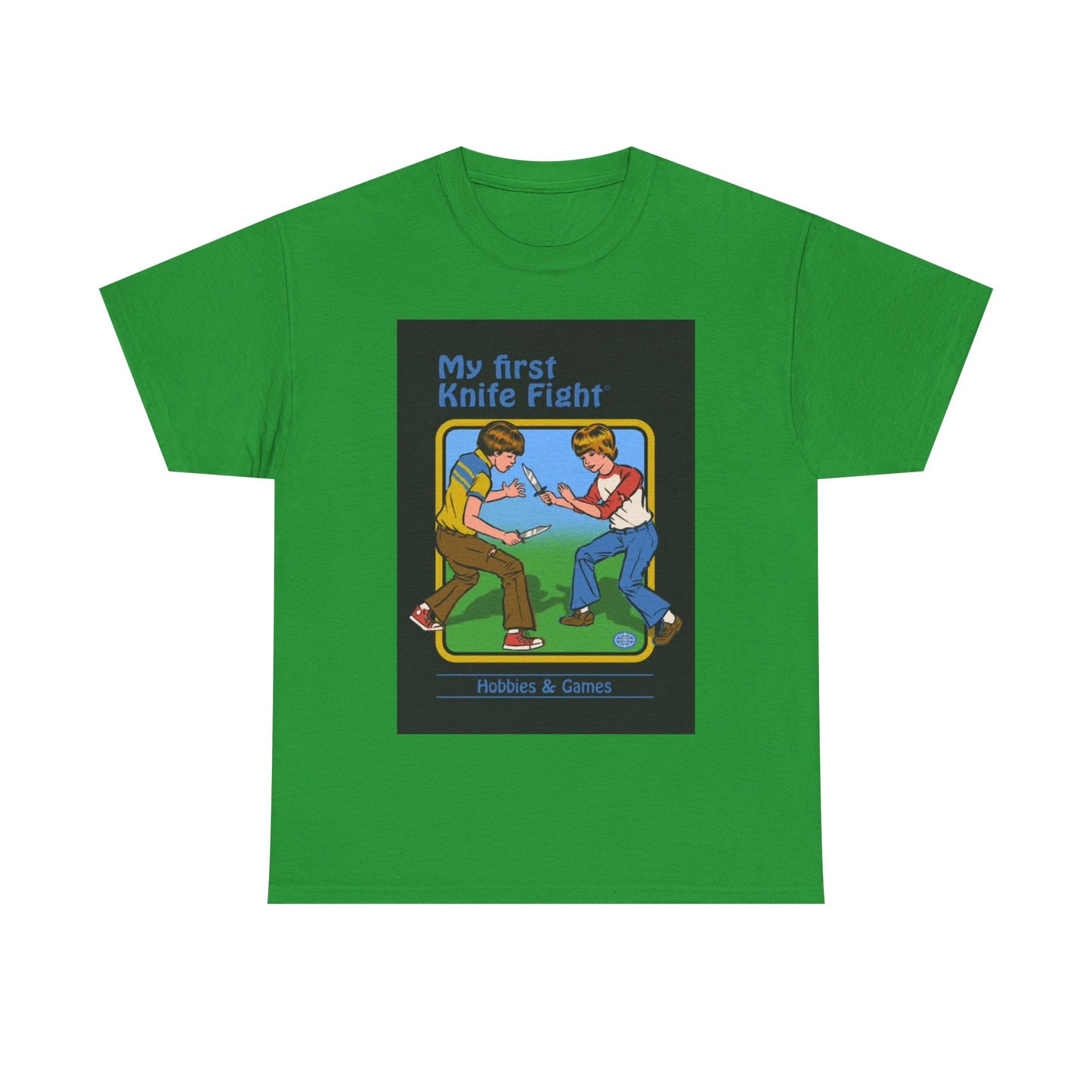 My First Knife Fight Tshirt Funny Kids Poster Retro 70s Unisex Heavy Cotton Tee