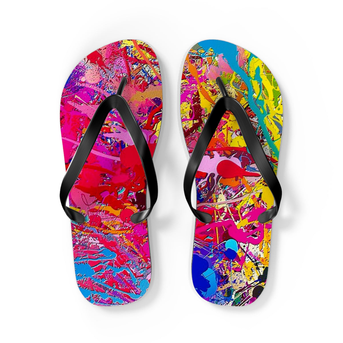 Paint Splatter Mix Flip Flops, Sandals Slides, Summer Footwear, Brand New