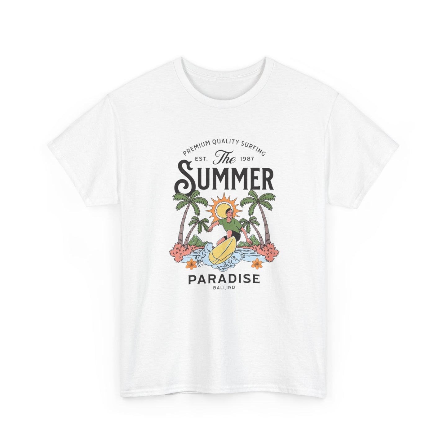 Summer Surfing Paradise Graphic T Shirt S-5XL NEW Unisex Heavy Cotton Tee