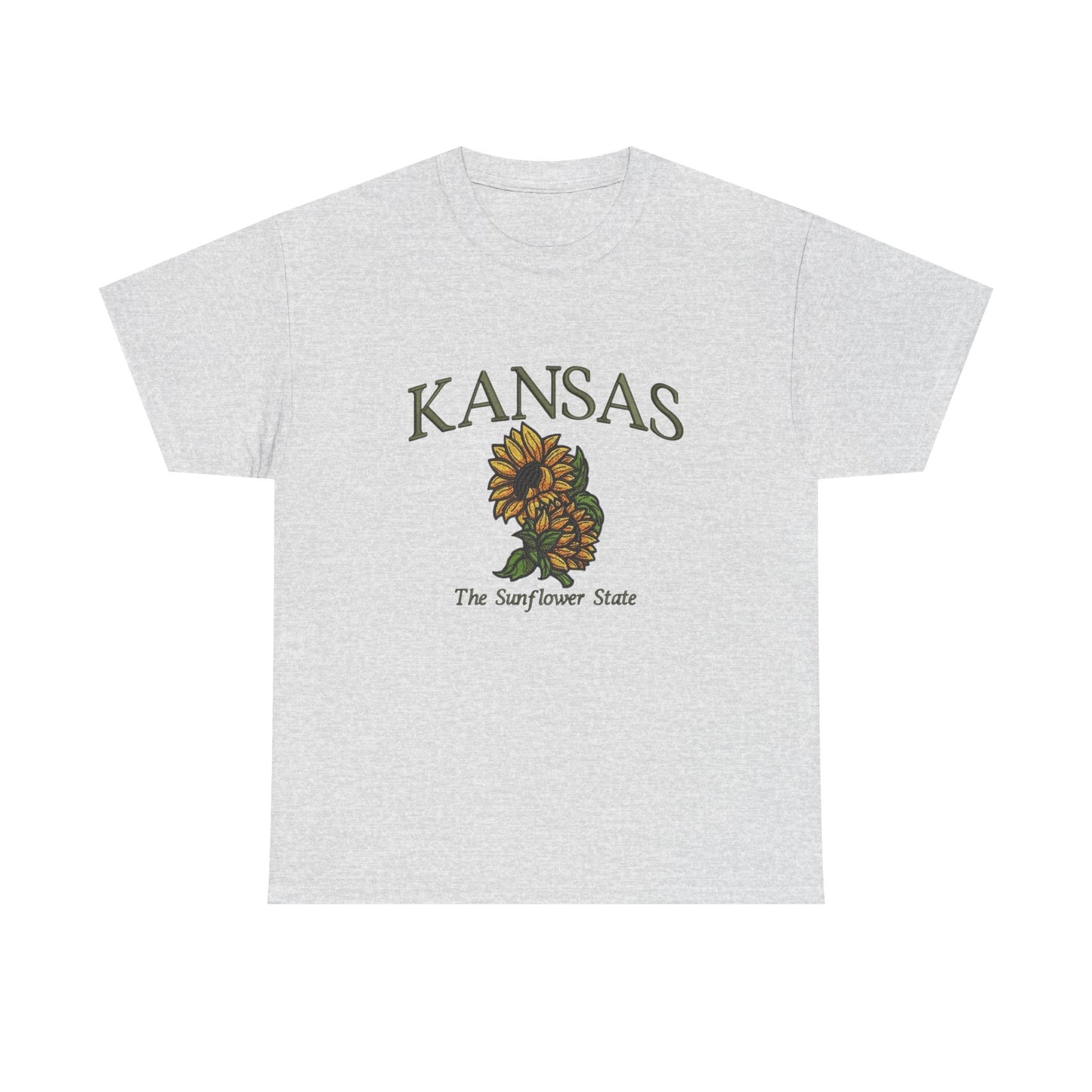 Kansas The Sunflower State Graphic T Shirt NEW Unisex Heavy Cotton Tee