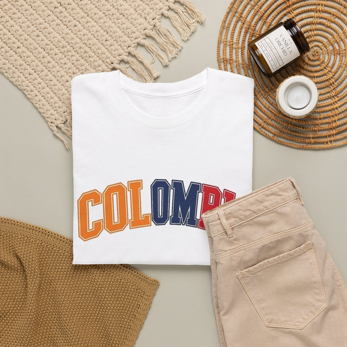 Colombia Graphic T Shirt Men's Classic Travel NEW Heavy Cotton Tee