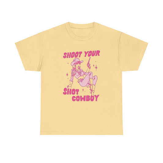 Shoot Your Shot Cowboy Women's Graphic T-Shirt Unisex Heavy Cotton Tee NEW