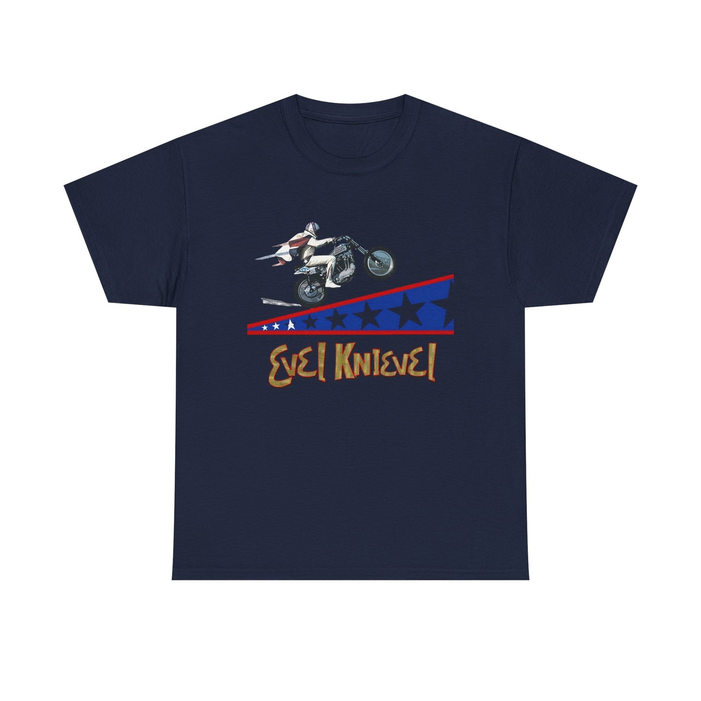 Evel Knievel Motorcycle Stunts Graphic T-Shirt Unisex Heavy Cotton Tee GIFT NEW