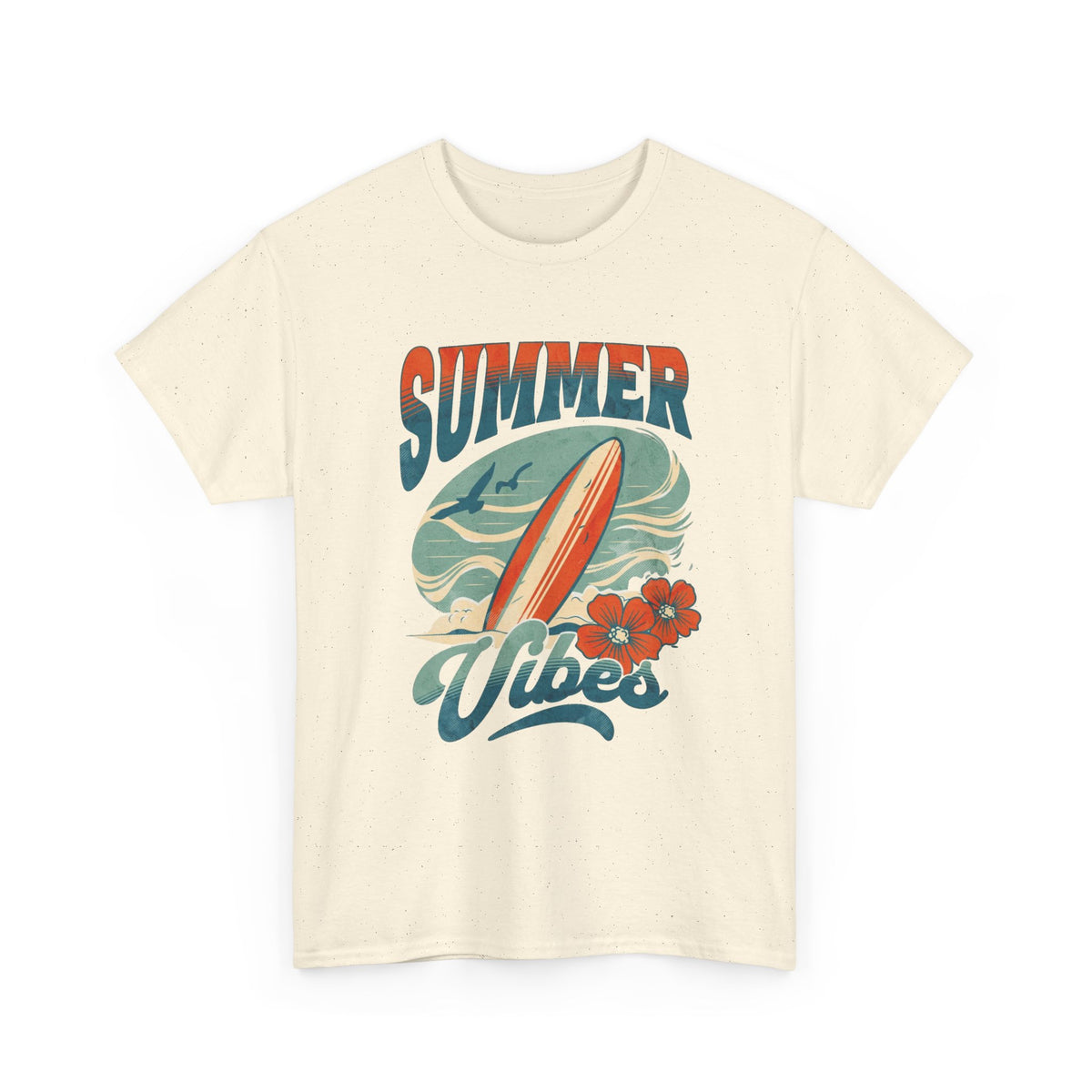 Summer Vibes Beach Surfing Graphic T Shirt Men's Heavy Cotton Tee