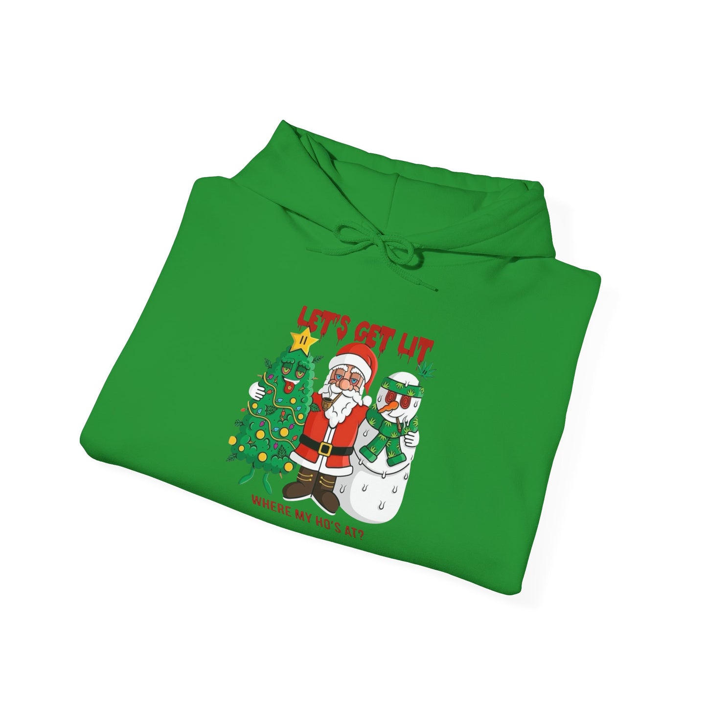 Lets Get Lit Santa Funny Graphic Hoodie NEW Unisex Heavy Blend Hooded Sweatshirt