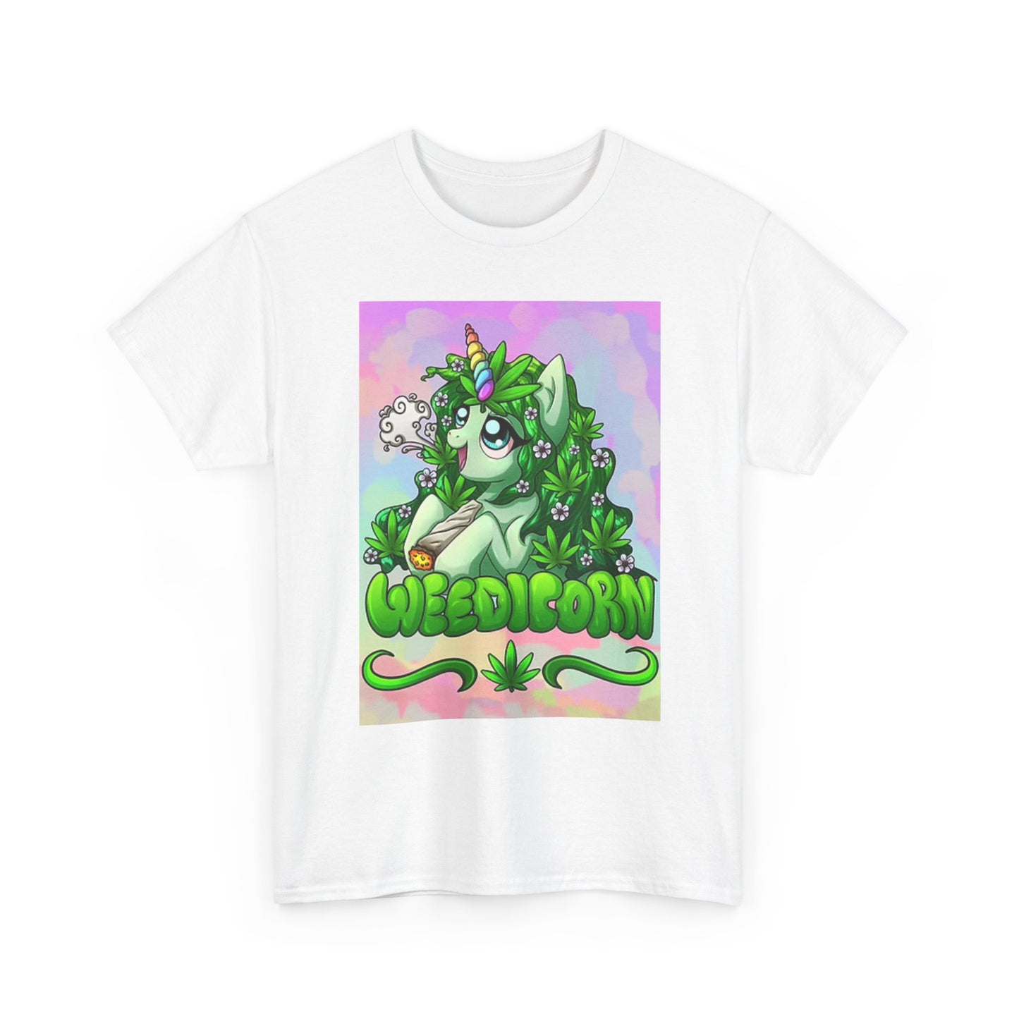Weed I Corn T Shirt Funny Unicorn Pot Head Graphic Unisex Heavy Cotton Tee