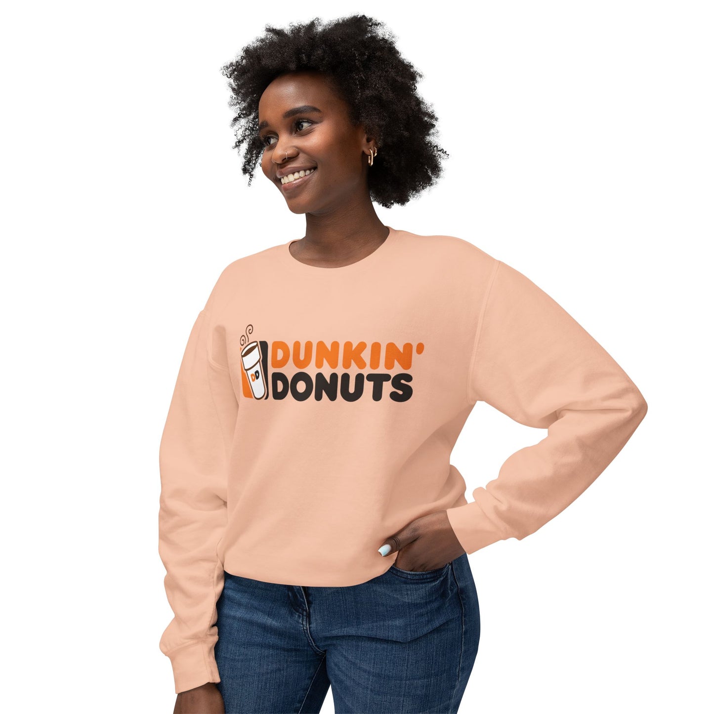 Dunkin Donuts Graphic Retro Logo Coffee Lover Lightweight Crewneck Sweatshirt