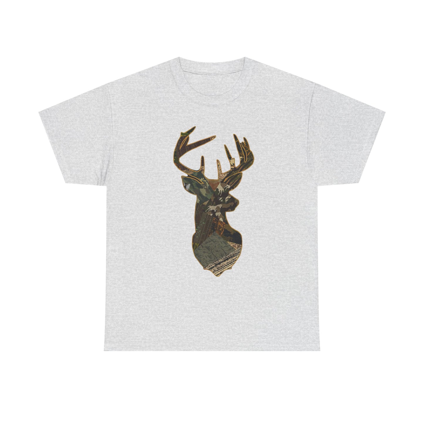 Camo Deer Buck Graphic T Shirt Unisex Heavy Cotton Tee NEW