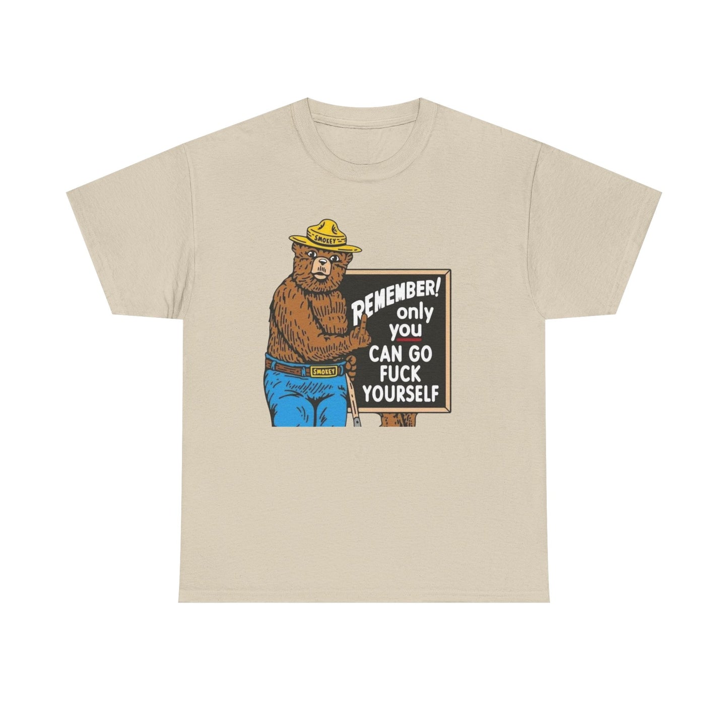 Smokey The Bear Graphic T Shirt Funny Vintage Jokes Unisex Heavy Cotton Tee