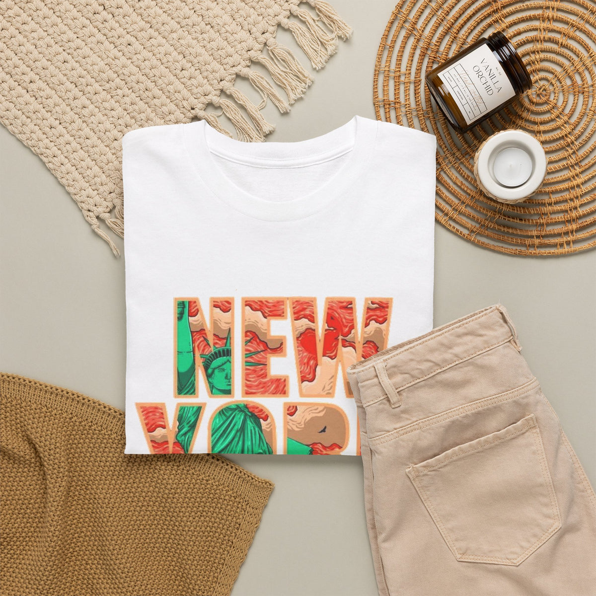 New York City Art Graphic T Shirt Men's Retro Heavy Cotton Tee