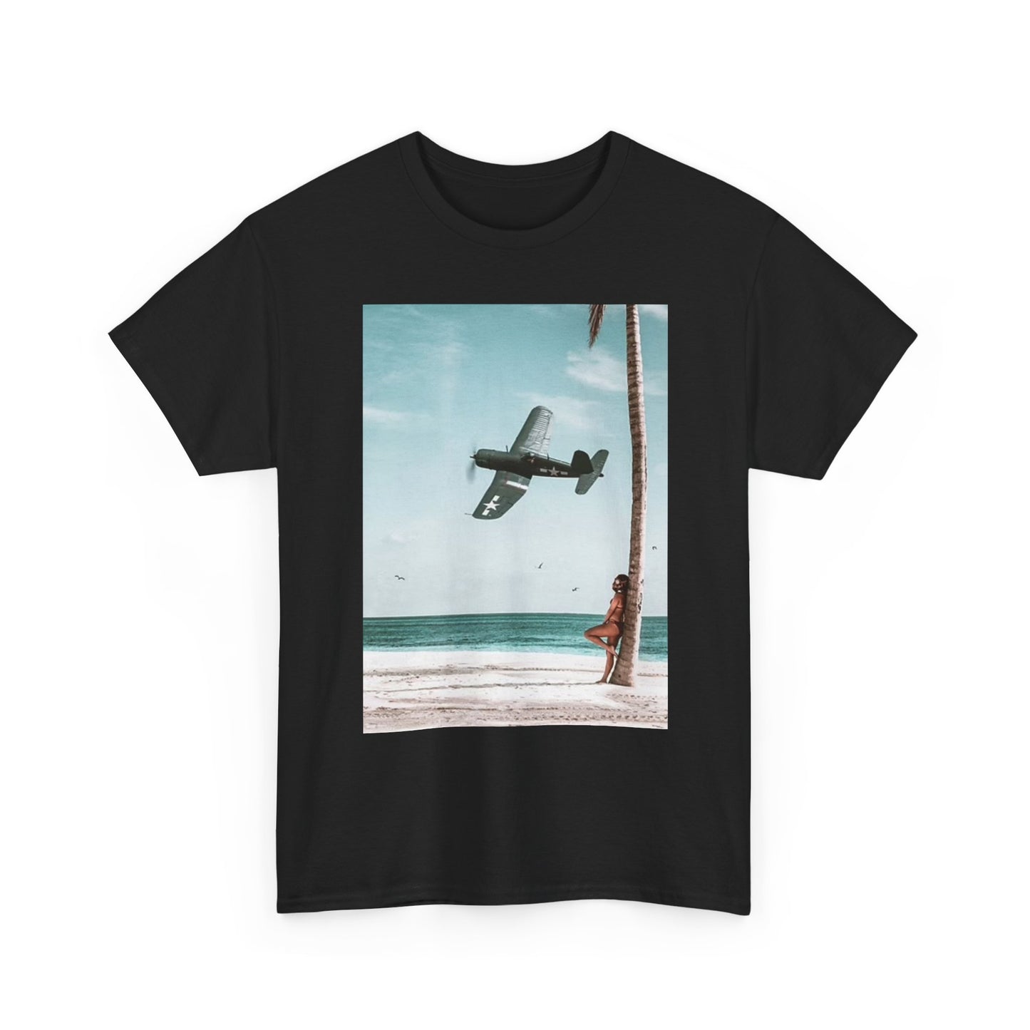 Pearl Harbor Graphic T Shirt Beach Fly Over Hawaii Unisex Heavy Cotton Tee
