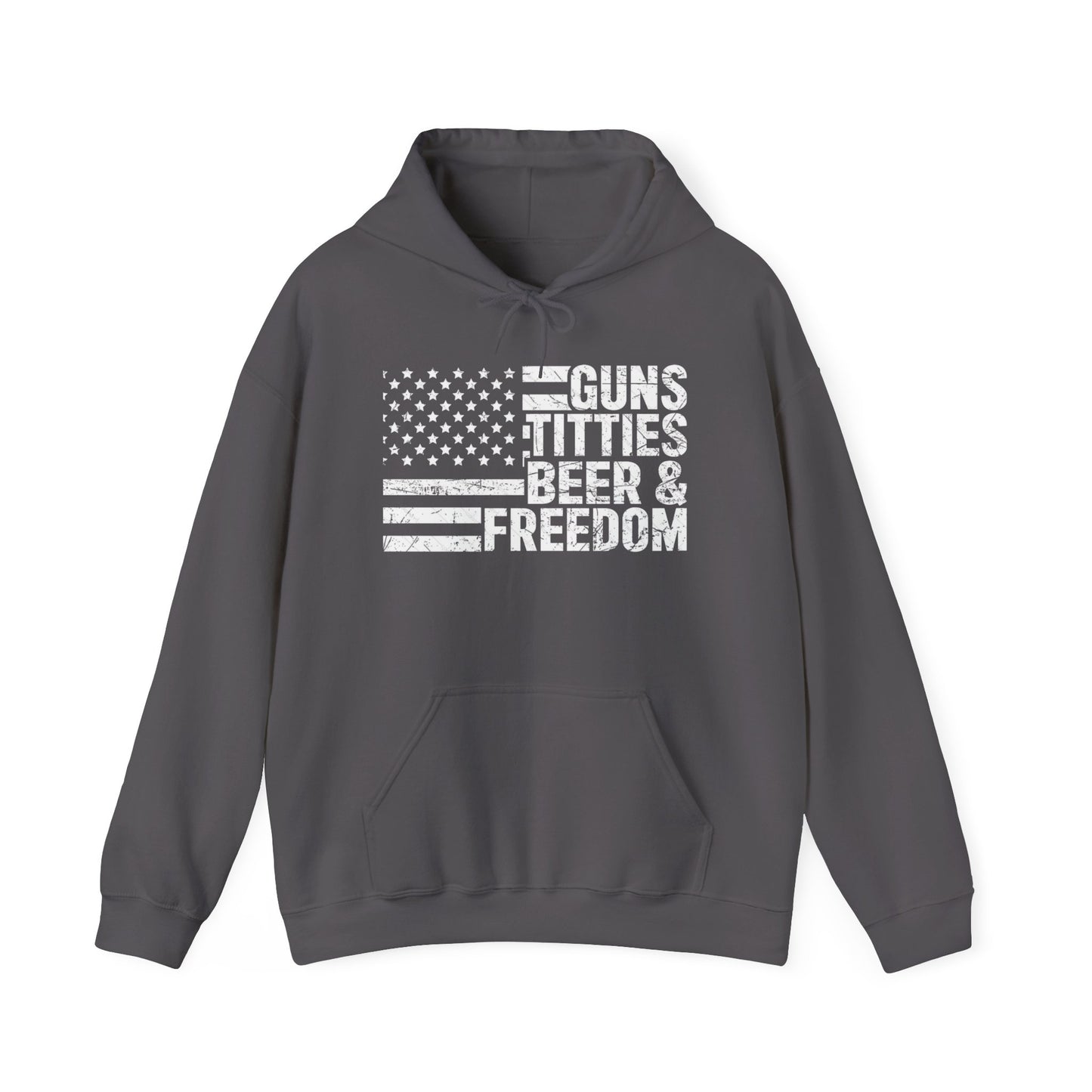 Guns Beer Freedom Women Flag Graphic Hoodie Heavy Blend Sweatshirt NEW