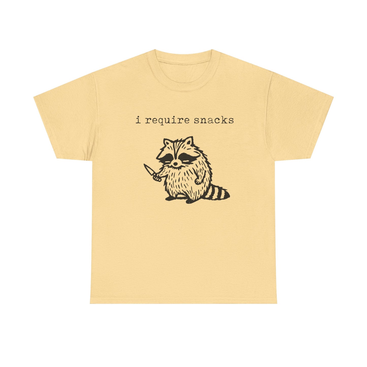 I require Snacks Funny Graphic T-Shirt Men's Women's Heavy Cotton Tee NEW GIFT
