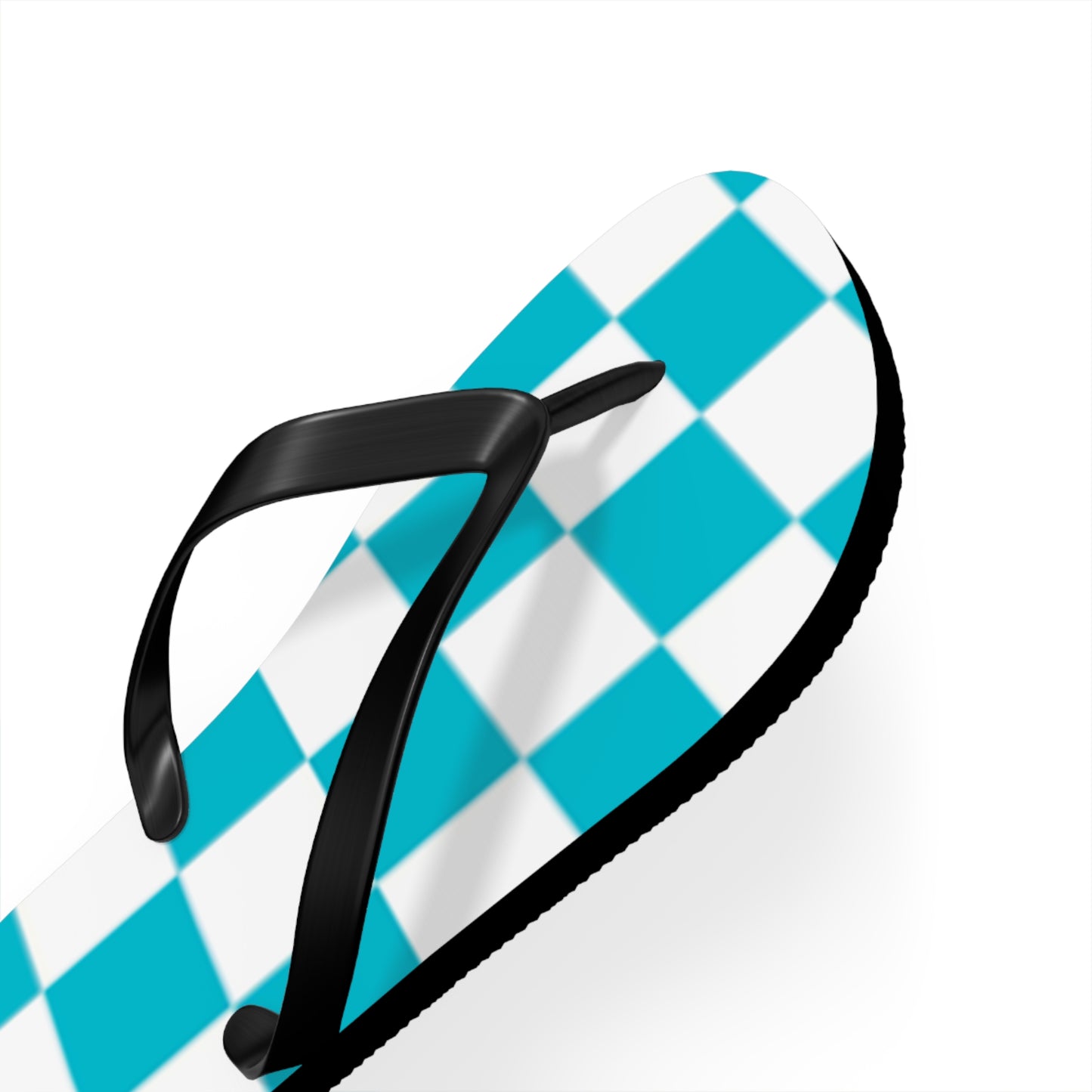 Turquoise Checkered  Sandals, Beach Shoes, Vacation Flip Flops, Pool Slides
