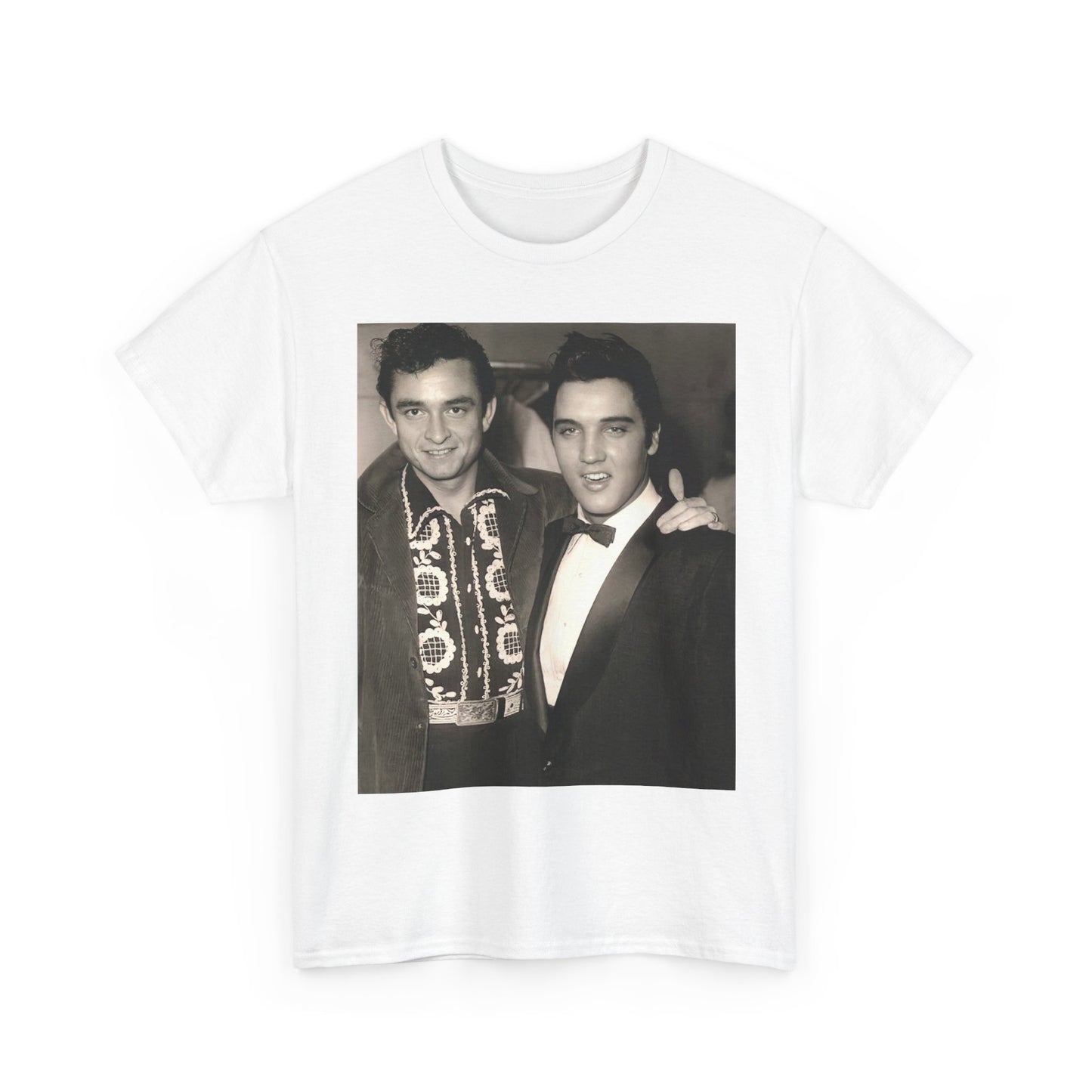 Elvis And Johnny cash shirt vintage graphic art black and white Heavy Cotton