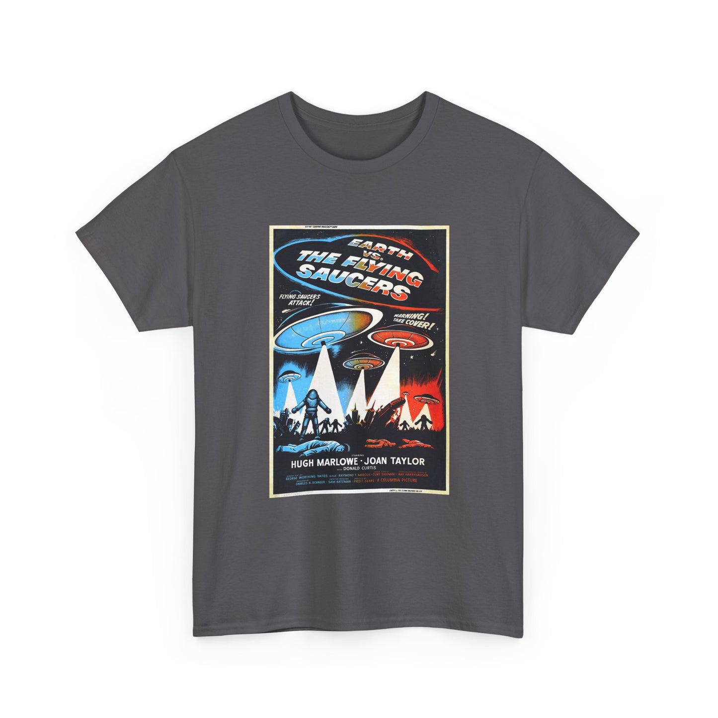 Earth vs Flying Saucers Tshirt Vintage Movie Poster Unisex Heavy Cotton Tee