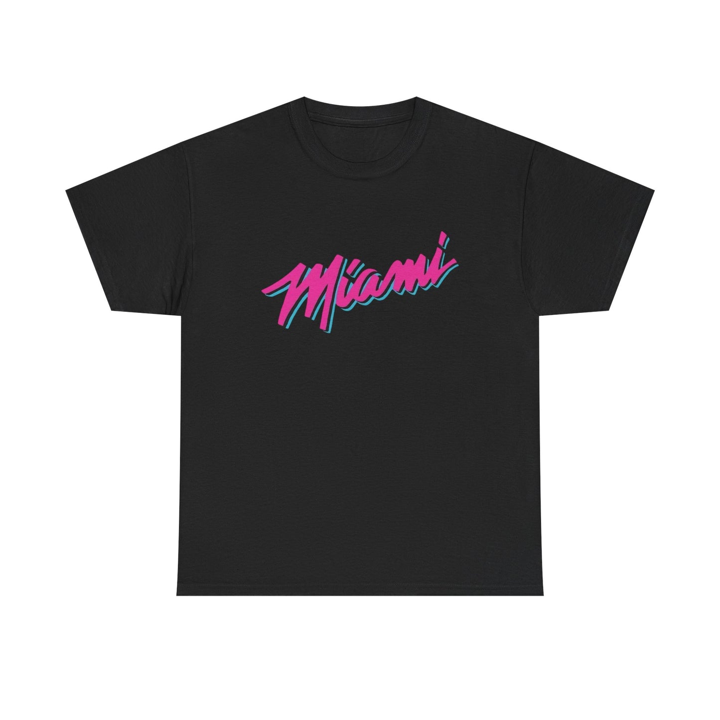 Miami Logo Neon Graphic T Shirt ALL SIZES Tee Unisex Heavy Cotton