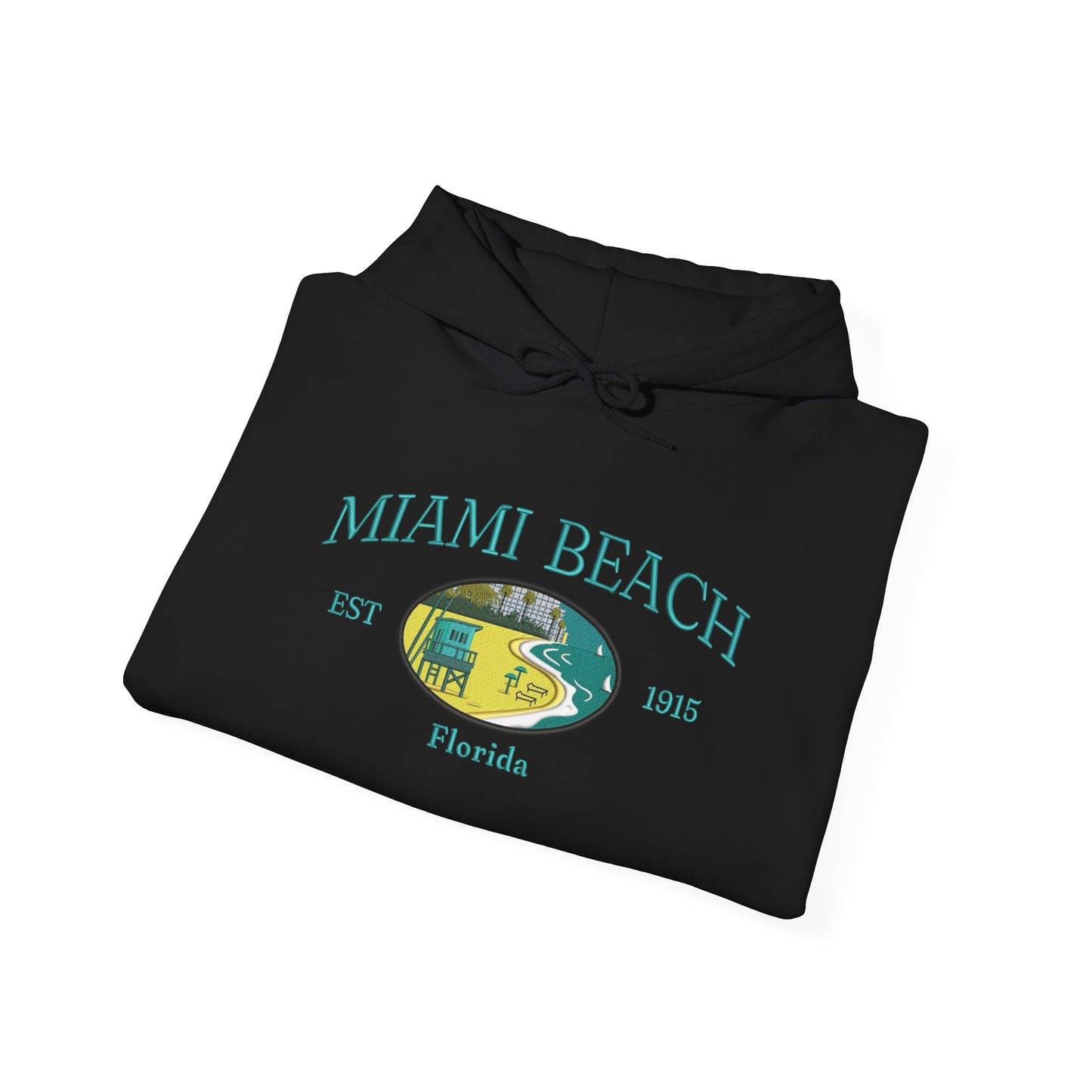 Miami Beach Graphic Hoodie Heavy Blend Sweatshirt NEW