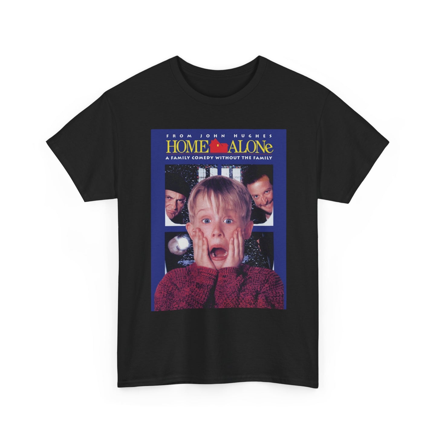 Home Alone T Shirt Retro Movie Poster Christmas Gift Unisex Heavy Cotton Tee