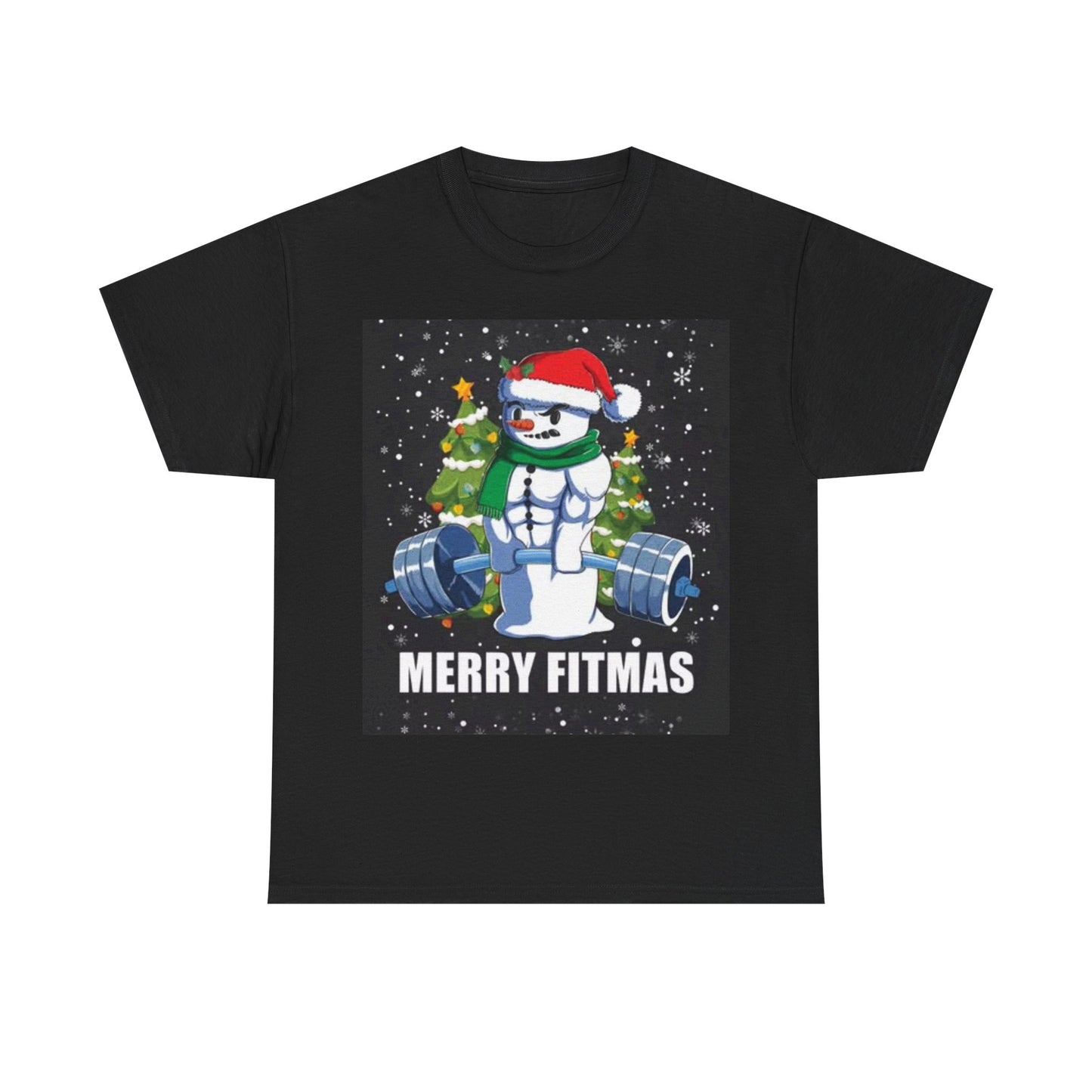 Merry Fitmas Shirt Funny Gym Snowman Christmas Gym Unisex Heavy Cotton Tee