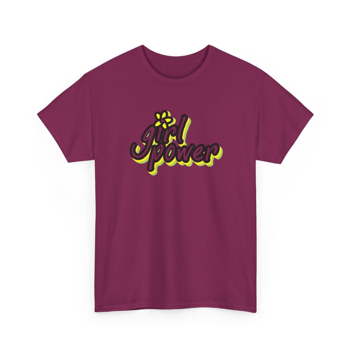 Girl Power Graphic T Shirt Girly Tee Retro Flower Power Unisex Heavy Cotton Tee