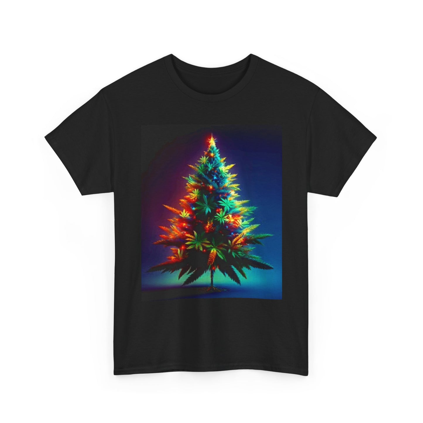 Weed Christmas Tree Graphic T Shirt Funny Holidays Unisex Heavy Cotton Tee