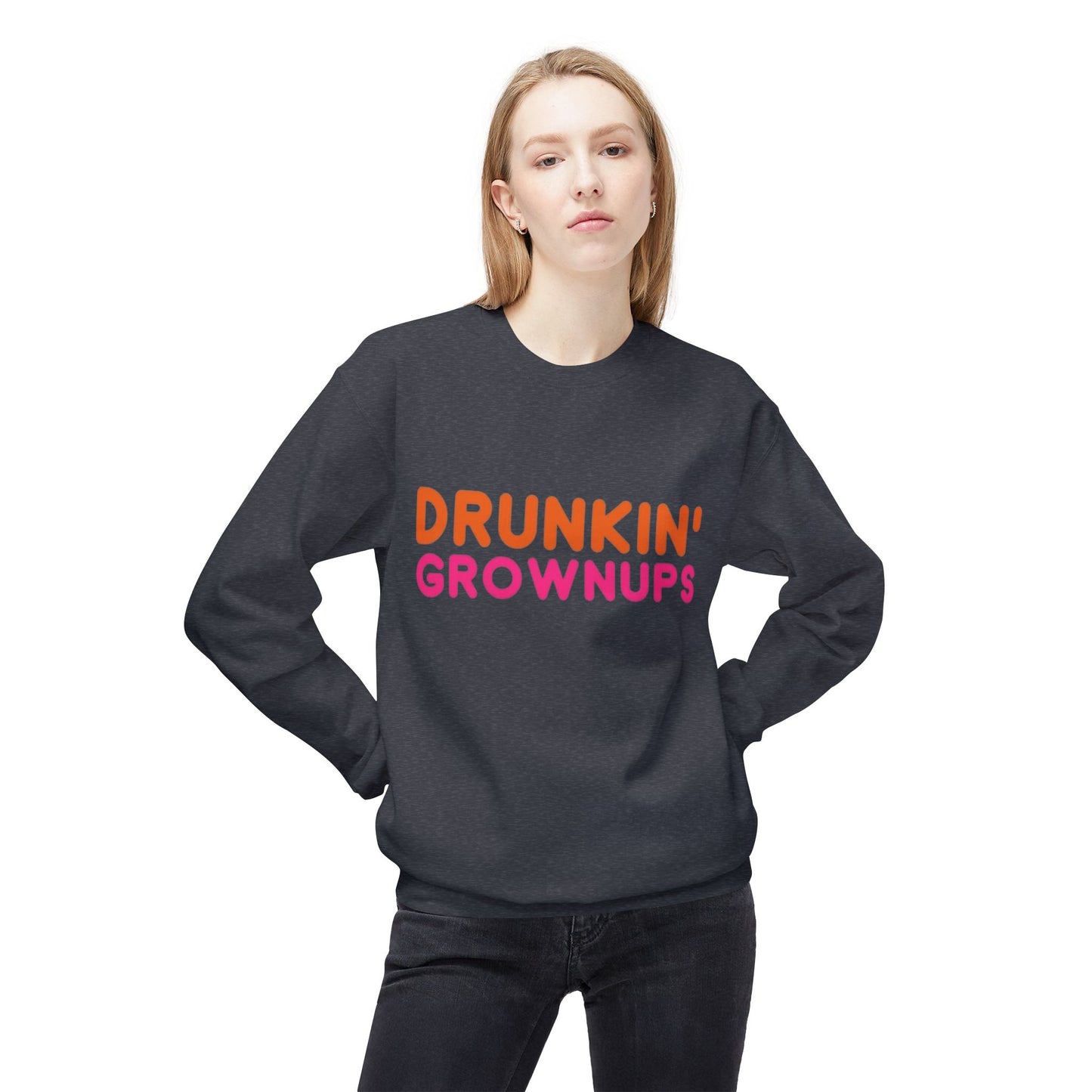 Drunken Grownups Funny Unisex Midweight Softstyle Fleece Crewneck Sweatshirt